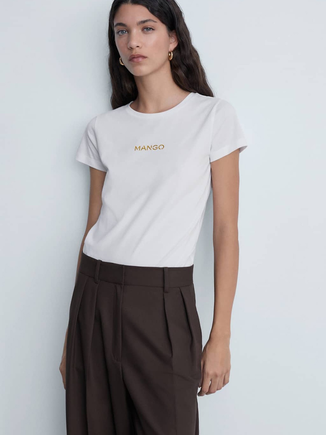 

MANGO Typography Printed T-shirt, White