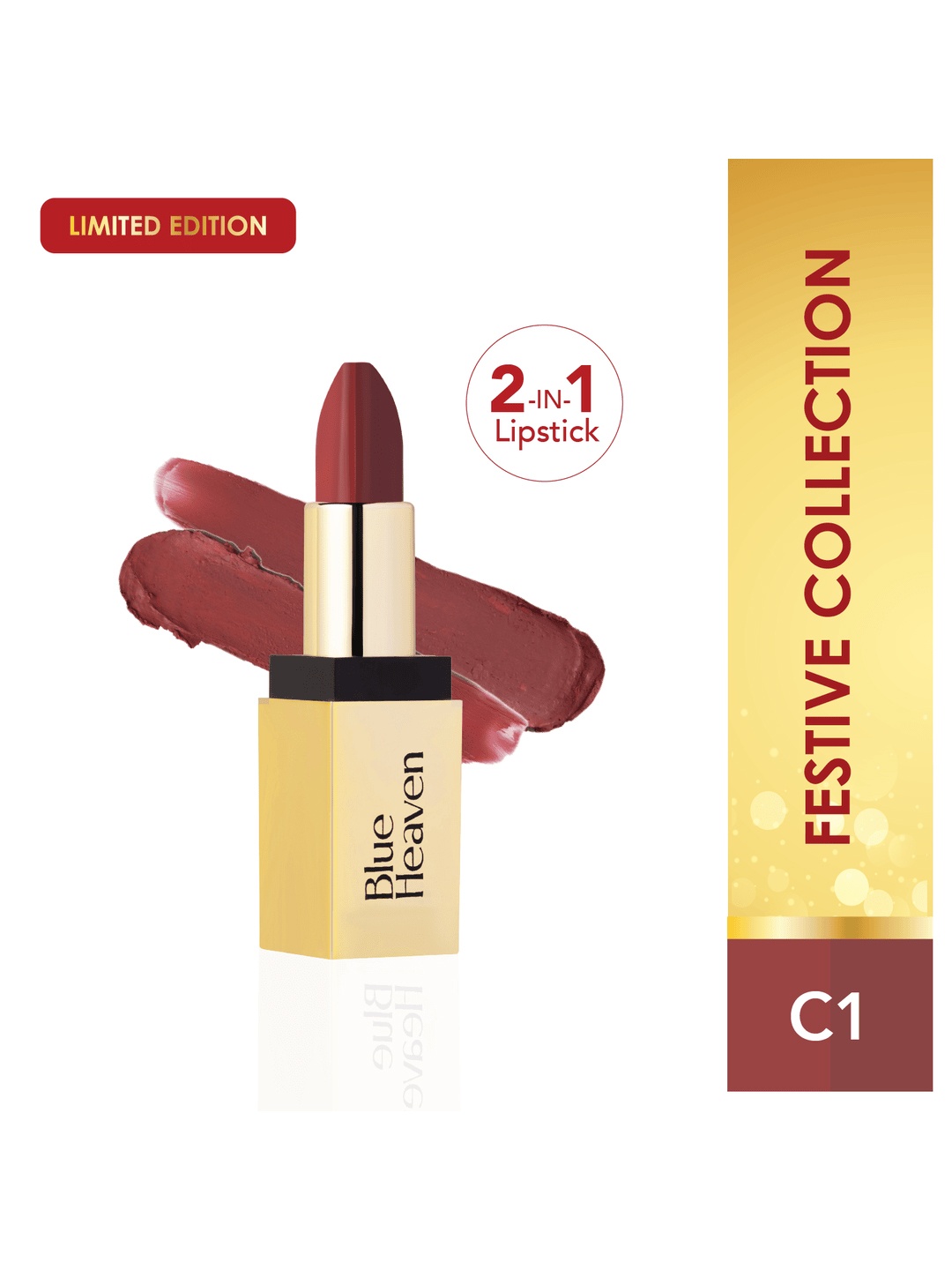 

Blue Heaven 2 In 1 Soft Matte Dual Shade Festive Lipstick 4g - C1, Brown