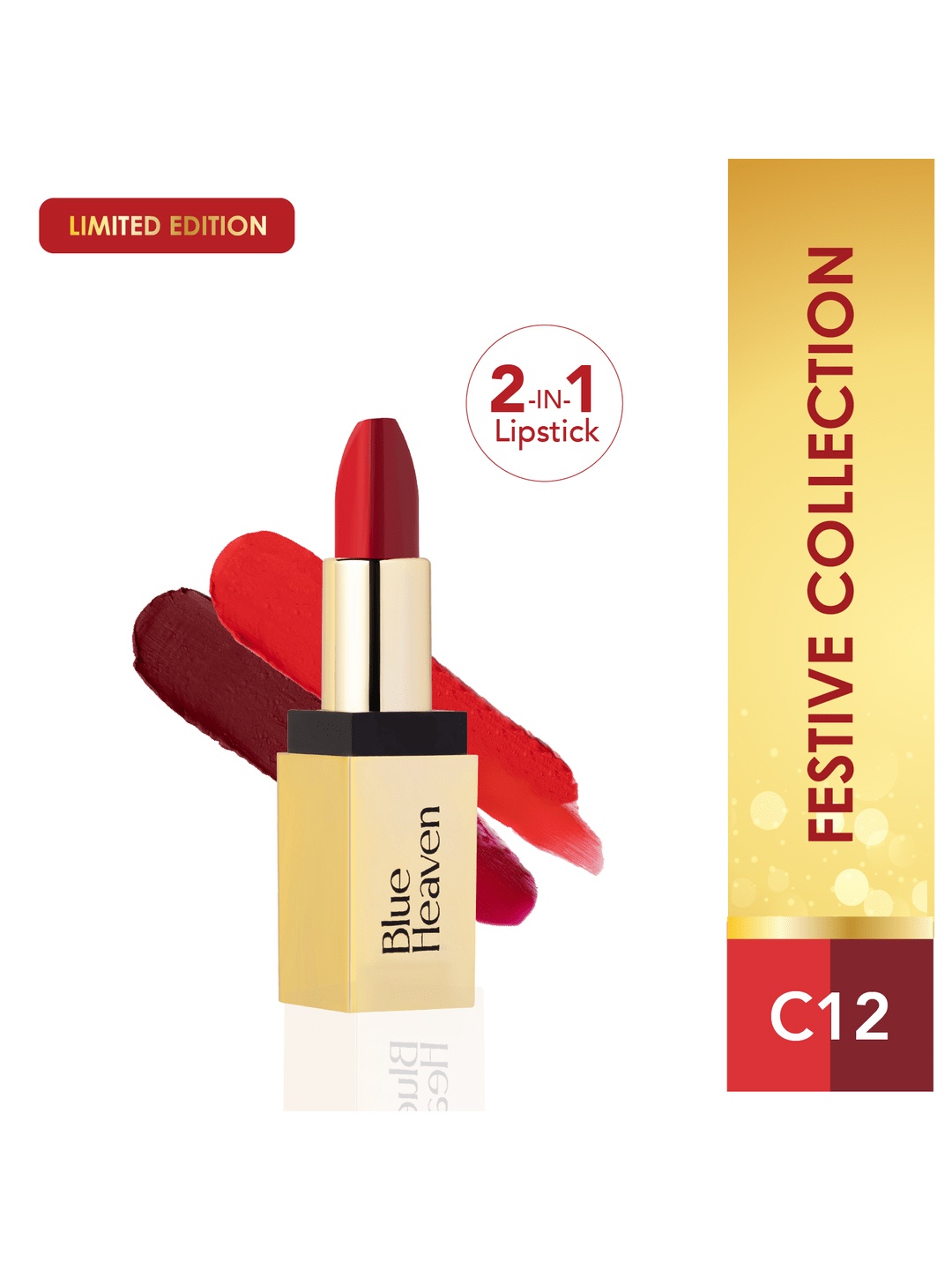 

Blue Heaven 2 In 1 Soft Matte Dual Shade Festive Lipstick 4g - C12, Red