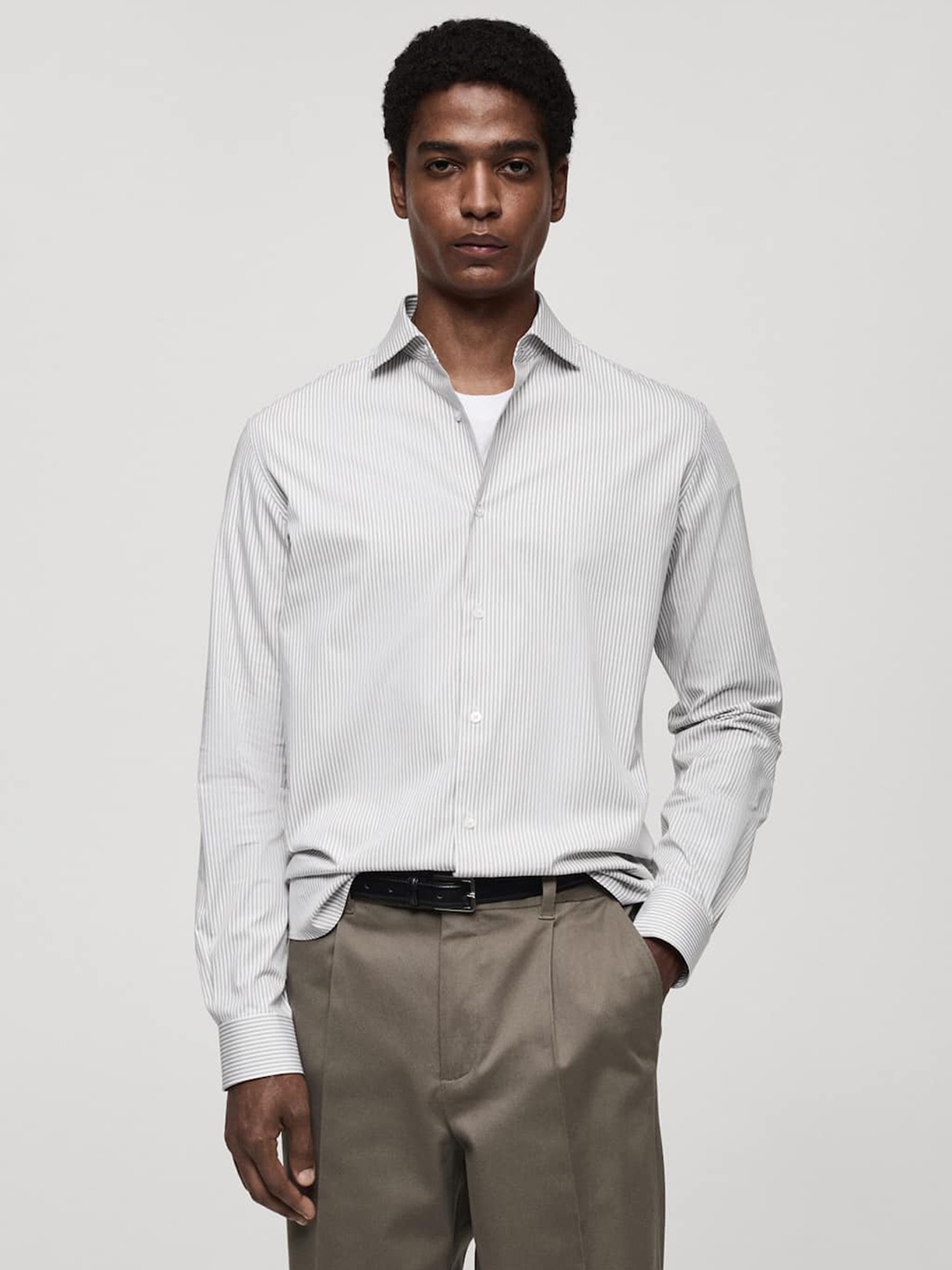 

MANGO MAN Striped Formal Shirt, White