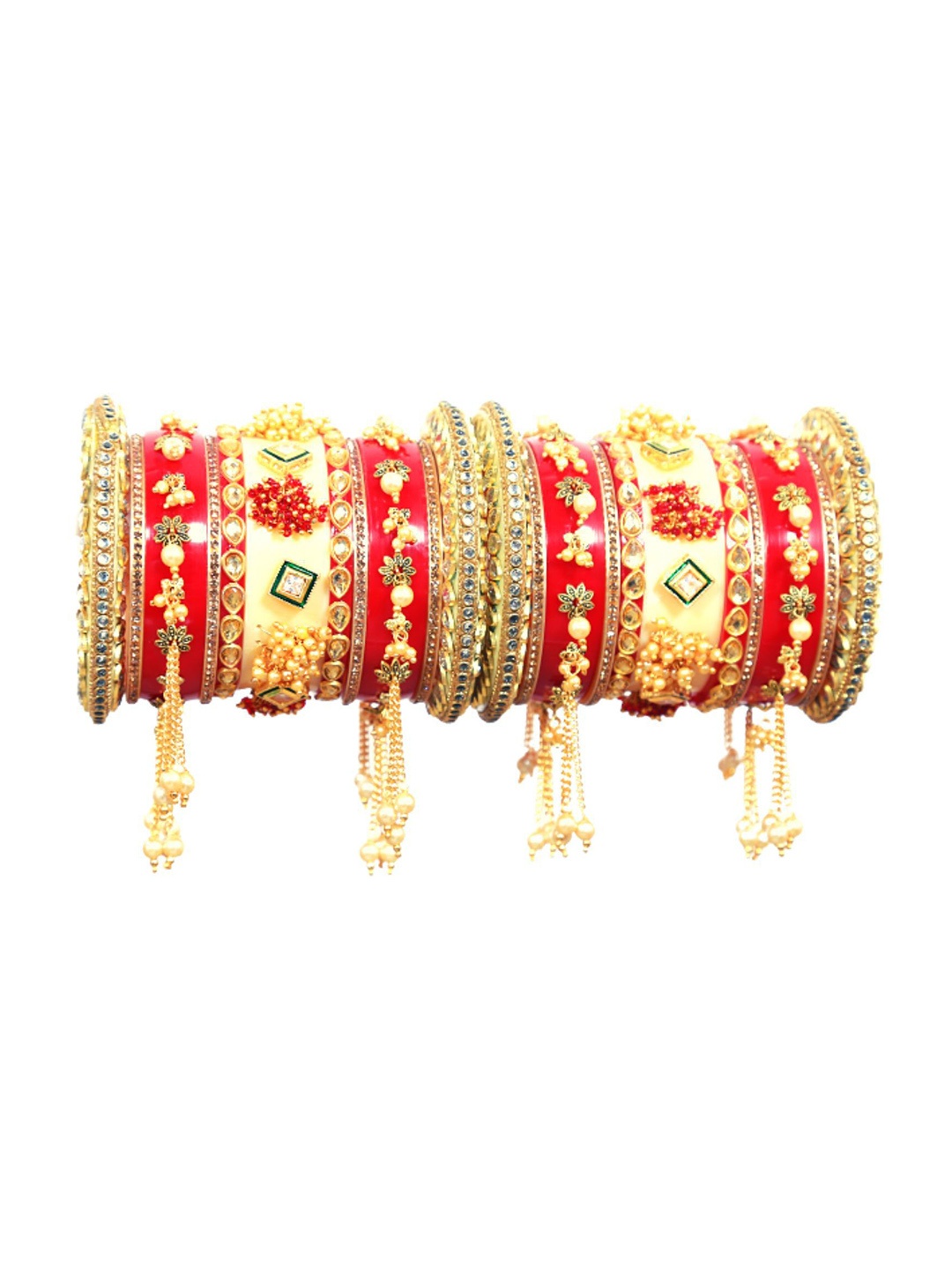 

Align Pack Of 2 Gold-Plated Pearls Beaded Chuda Bangles