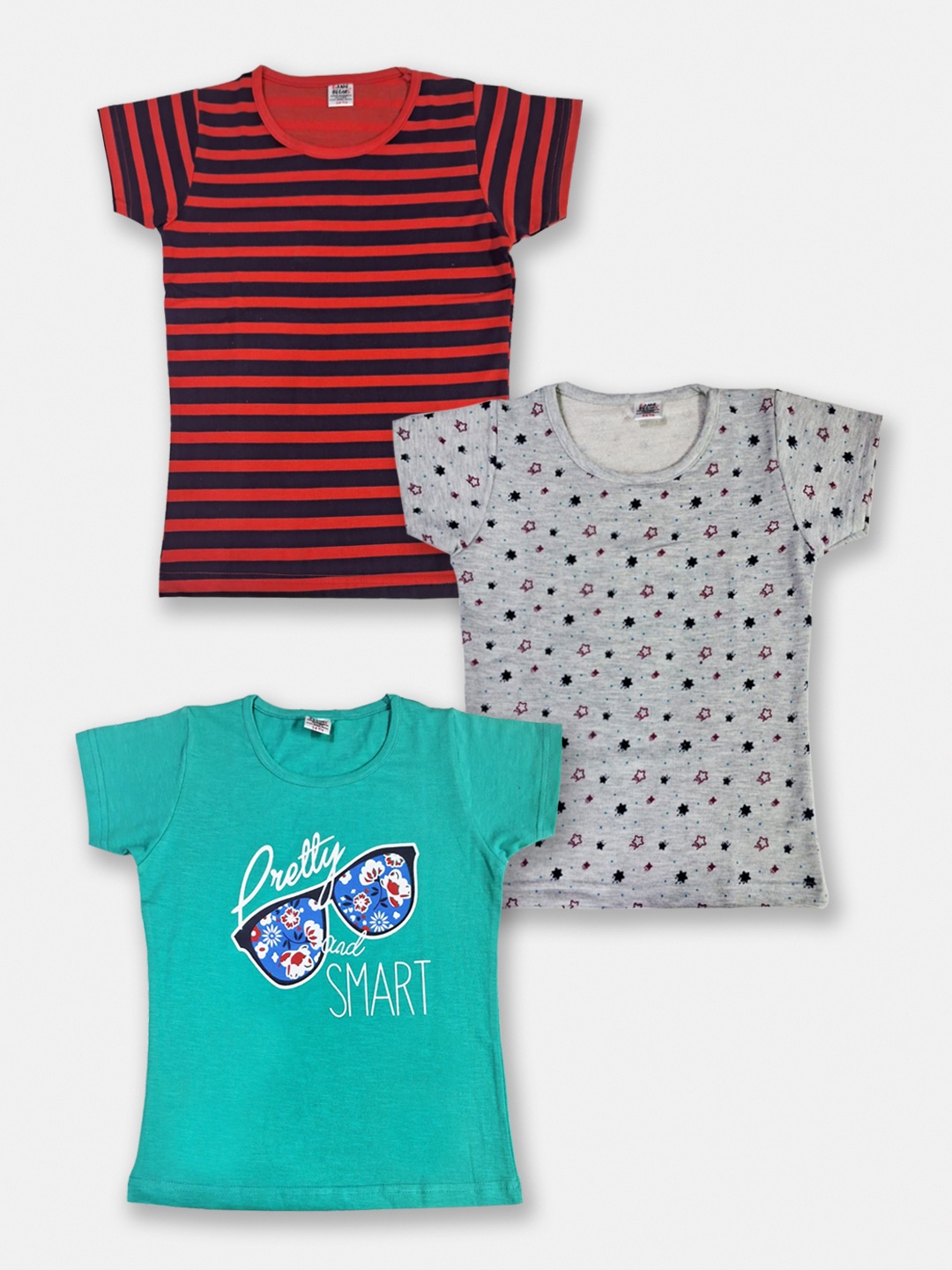 

Here&Now x Game Begins Girls Set of 3 Pure Cotton Printed T-shirts, Assorted