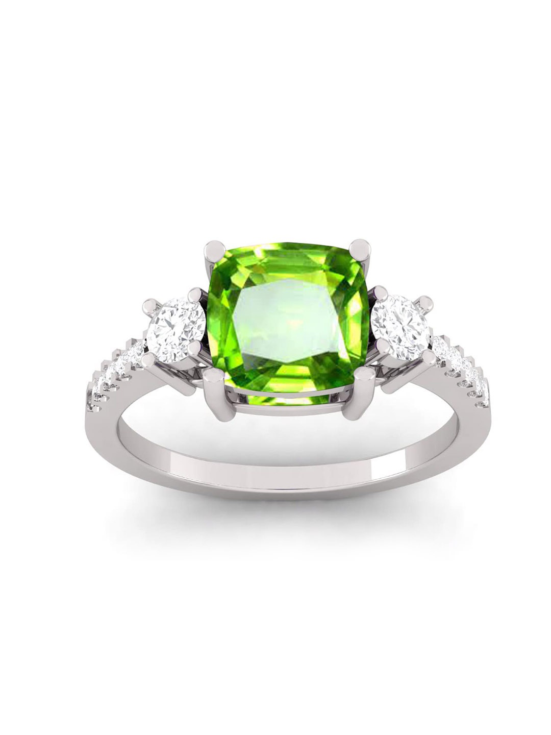 

LMDPRAJAPATIS Unisex 4.25 Ratti 3.50 Carat Natural Peridot Cubic Zirconia Silver Adjustable Ring For and women, Green