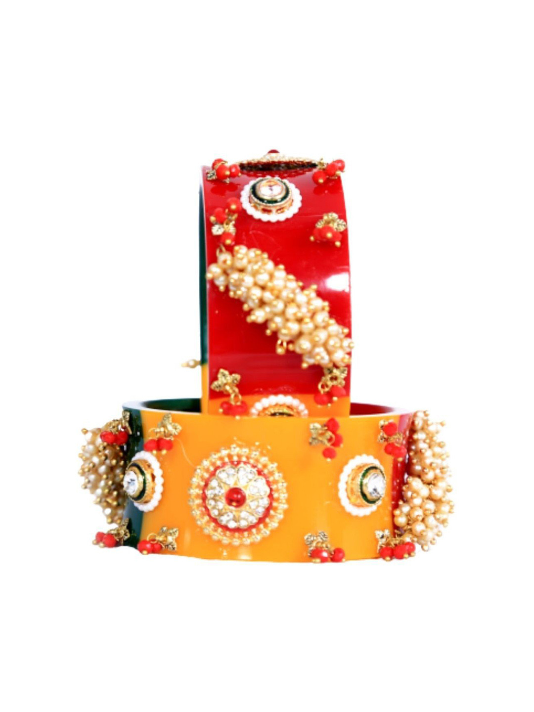 

Align Set Of 2 Gold-Plated Stones-Studded & Beaded Bangles