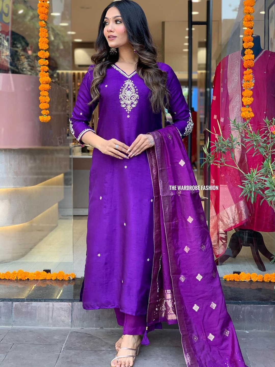 

Blue Wish Women Ethnic Motifs Embroidered Regular Thread Wo, Lavender