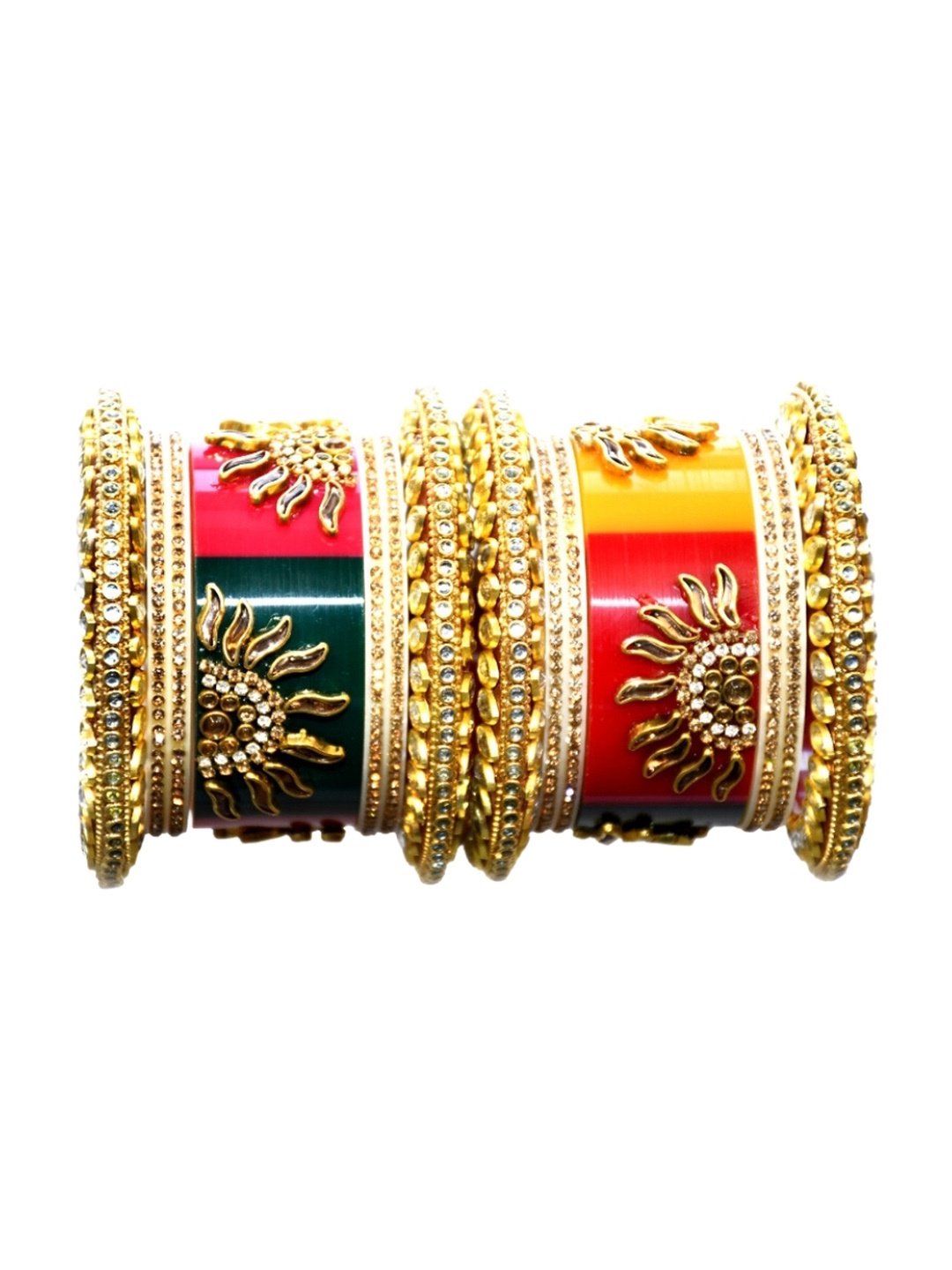 

Align Set Of 2 Gold-Plated American Diamond Stone Studded Chuda Bangles