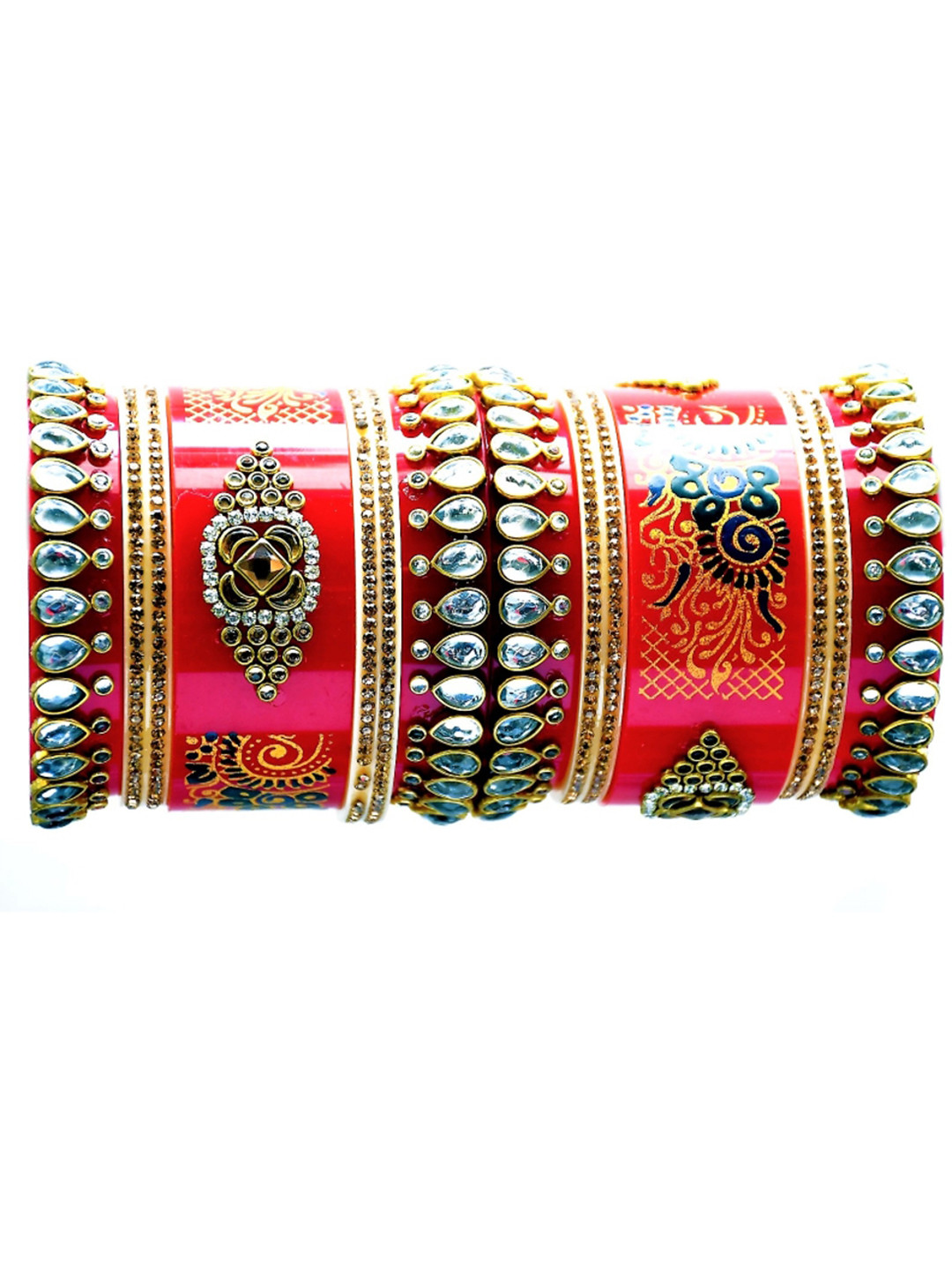 

Align Set Of 2 Gold-Plated AD-Studded & Beaded Chuda Bangles