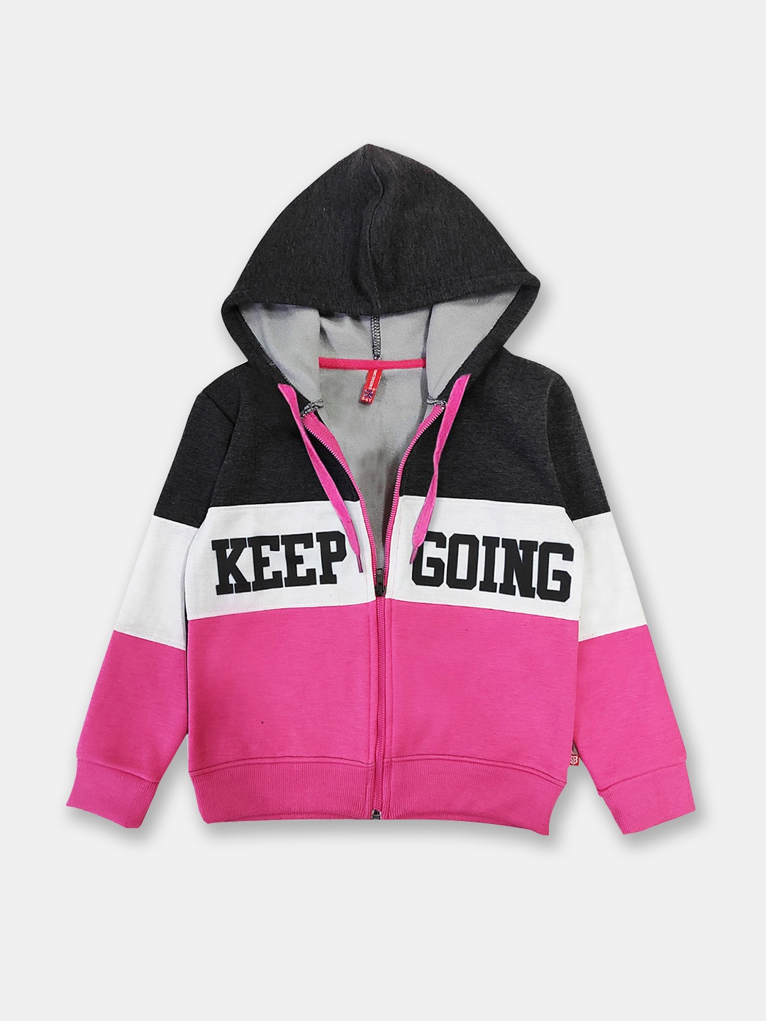 

Here&Now X Game Begins Girls Fleece Lined Printed Hooded Sweatshirt, Charcoal