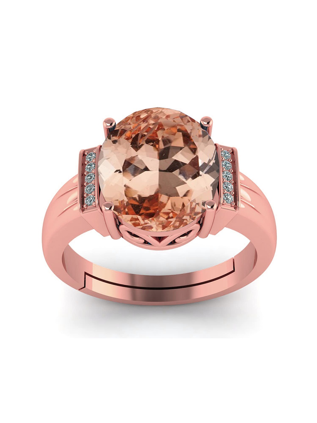 

LMDPRAJAPATIS Unisex 5.25 Ratti / 4.50 Carat Natural Morganite Gemstone Certified Rose Gold Ring For And Women, Peach