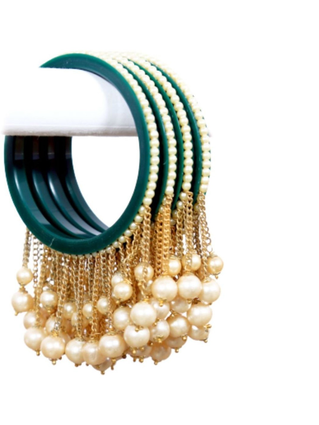 

Align Set Of 4 Gold Plated Pearls Beaded Latkan Bangles