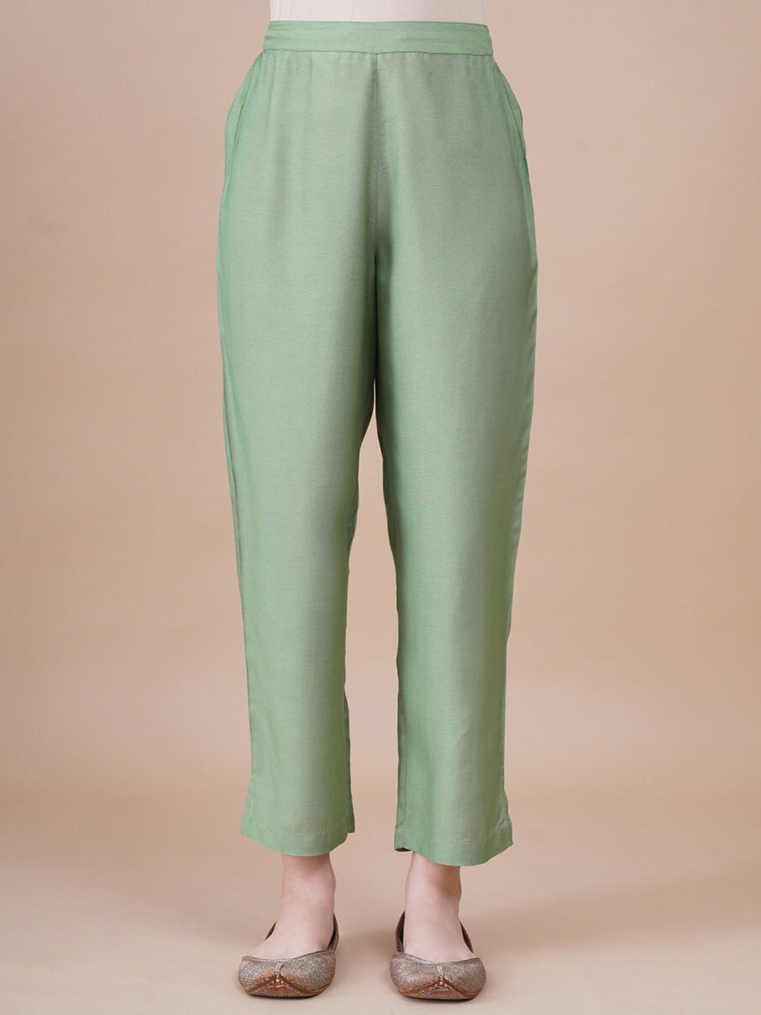 

JAYPORE Women Relaxed Trousers, Green