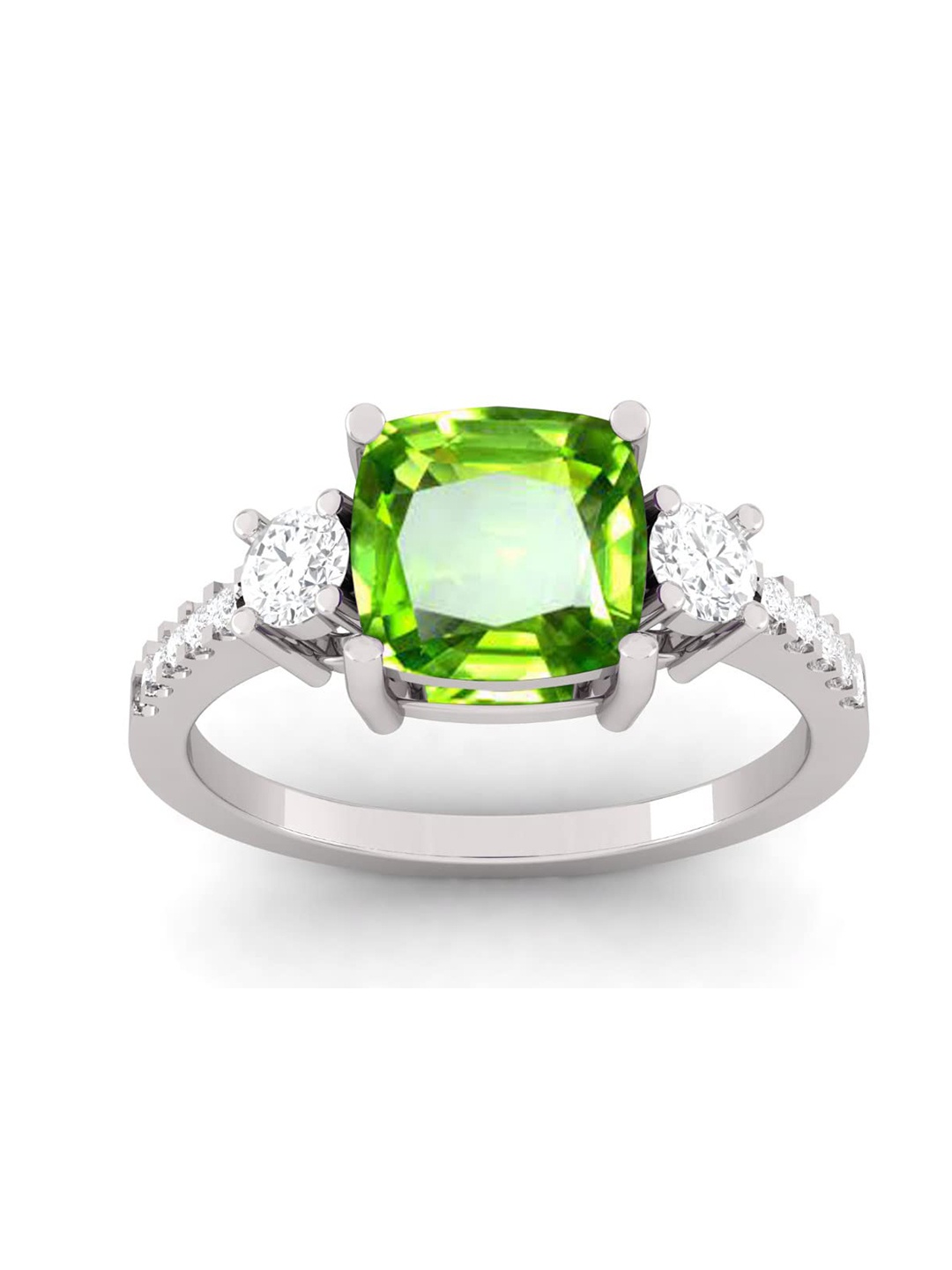 

LMDPRAJAPATIS Unisex 5.25 Ratti 4.50 Carat Natural Peridot Cubic Zirconia Adjustable Silver Ring For and women, Green