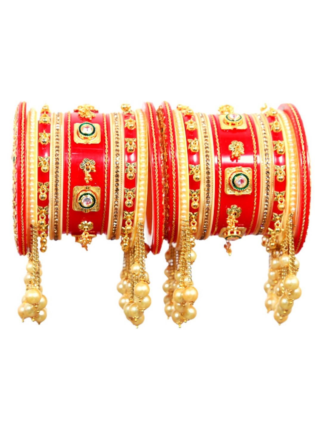 

Align Pack Of 2 Gold-Plated Pearls Beaded Chuda Bangles