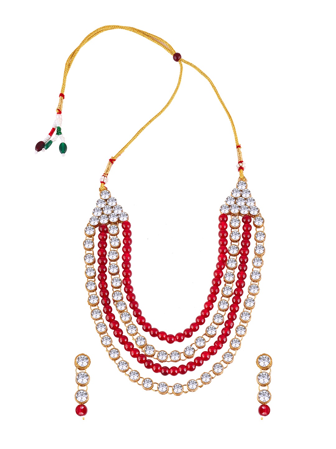 

Lila Gold-Plated Stones-Studded & Beaded Jewellery Set