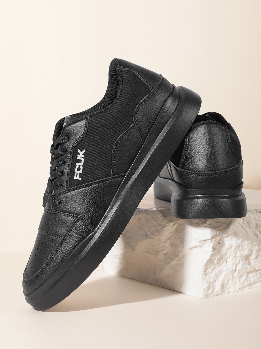 

FCUK Men Perforated Everyday Sneakers, Black