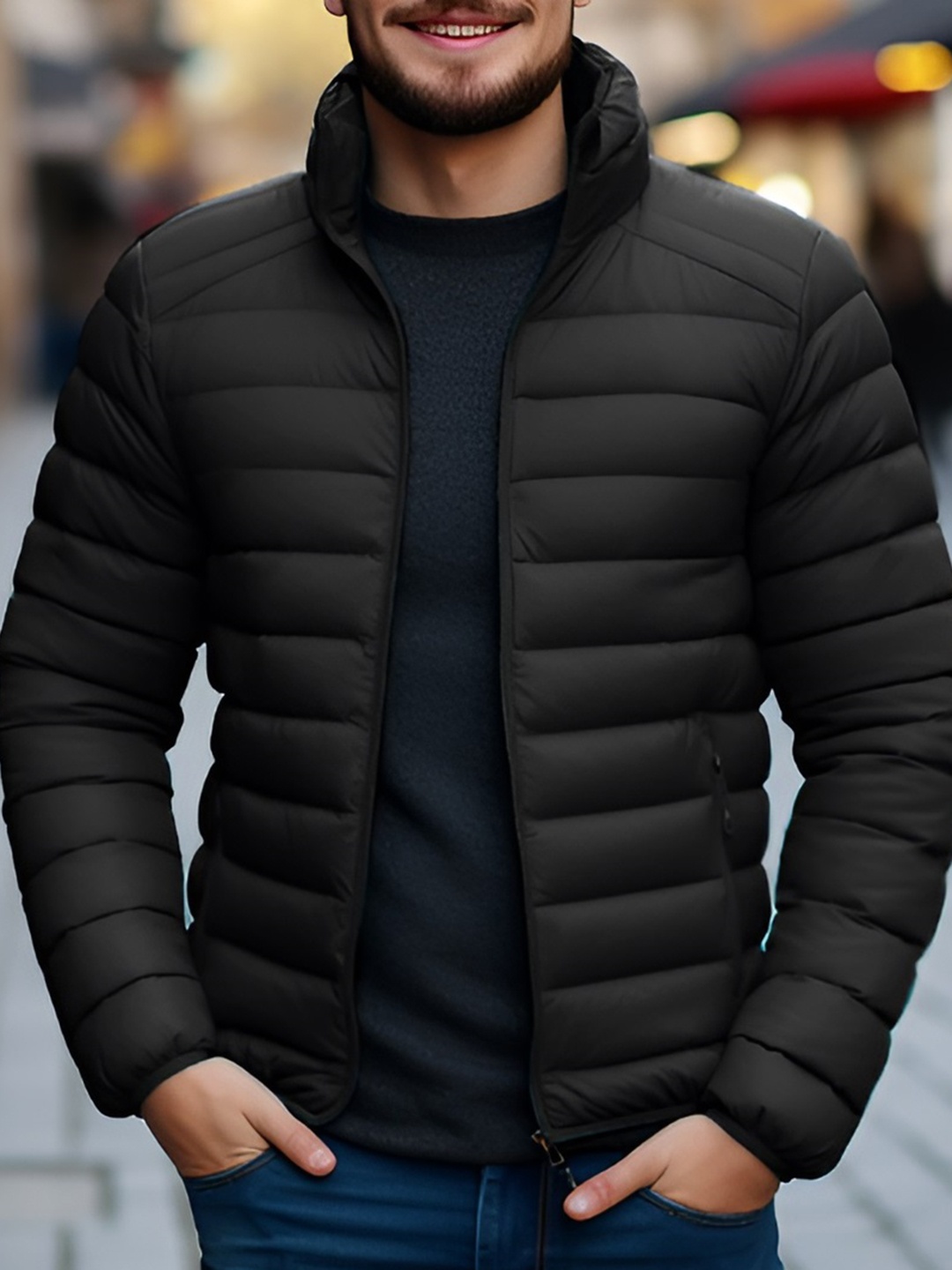 

Ben Martin Men Floral Insulator Puffer Jacket, Black