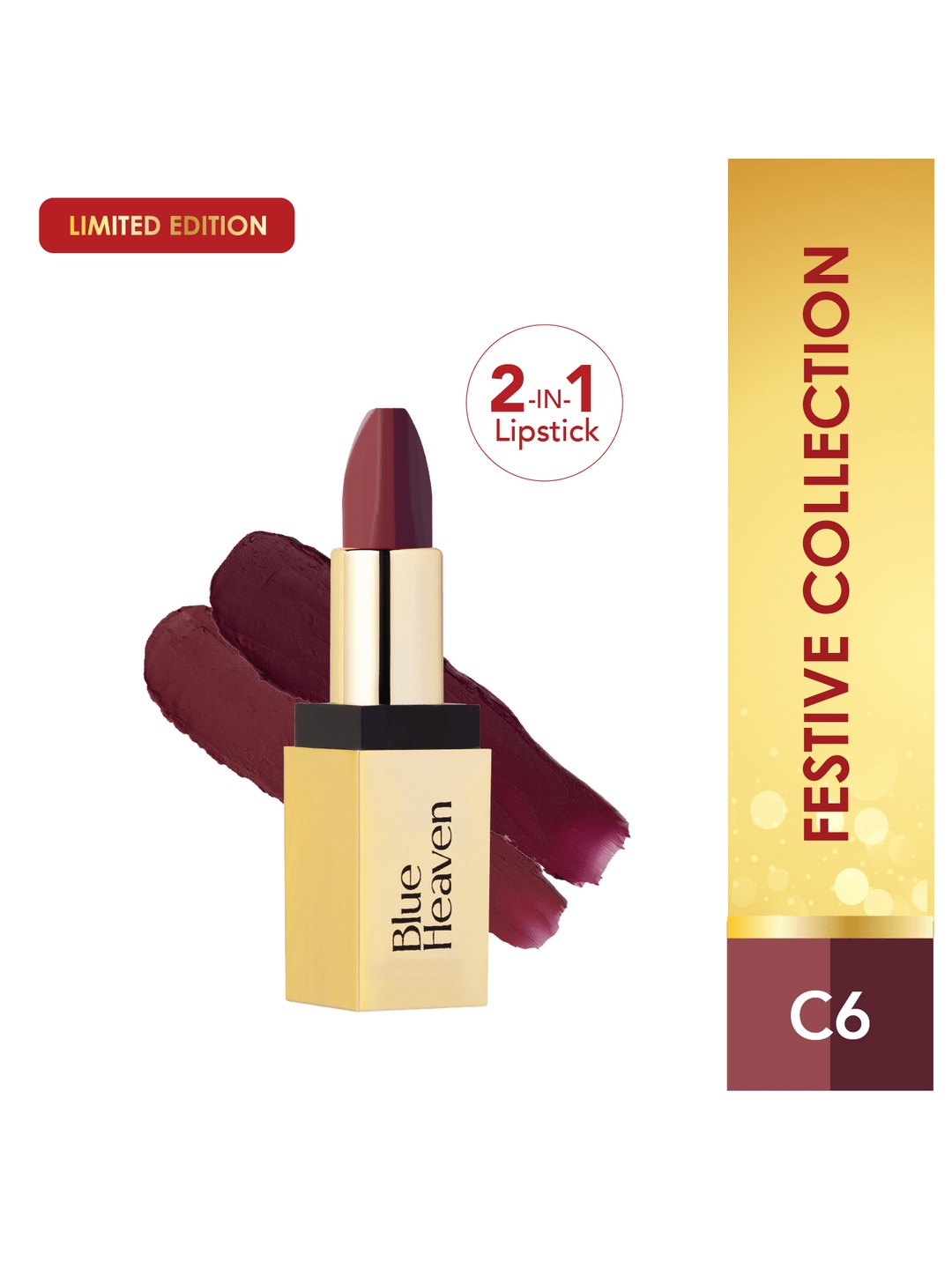 

Blue Heaven 2 In 1 Soft Matte Dual Shade Festive Lipstick 4g - C6, Brown