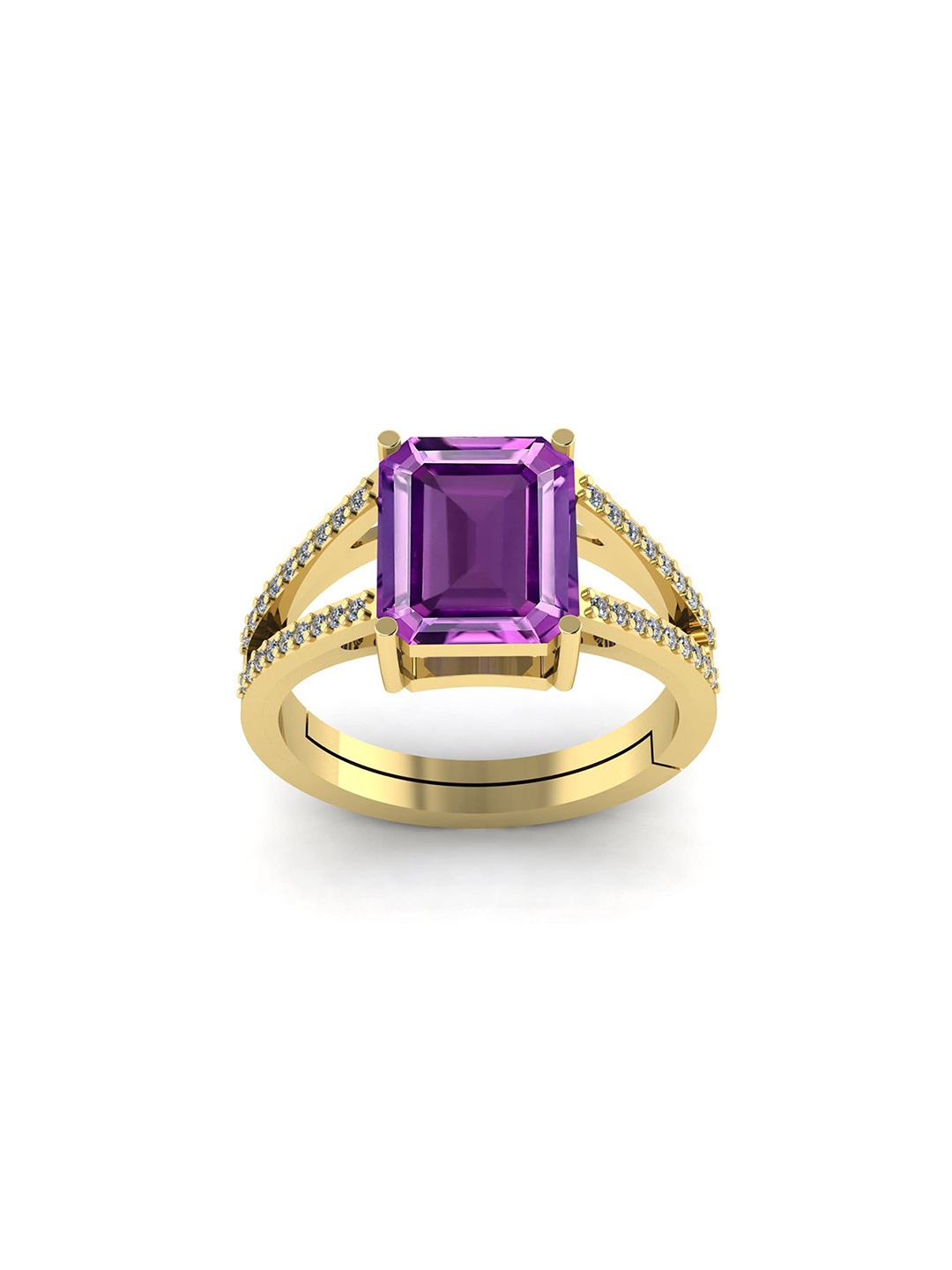 

LMDPRAJAPATIS Unisex 6.25 Ratti 5.50 Carat Natural Amethyst Katela Gold Ring For And Women's, Purple