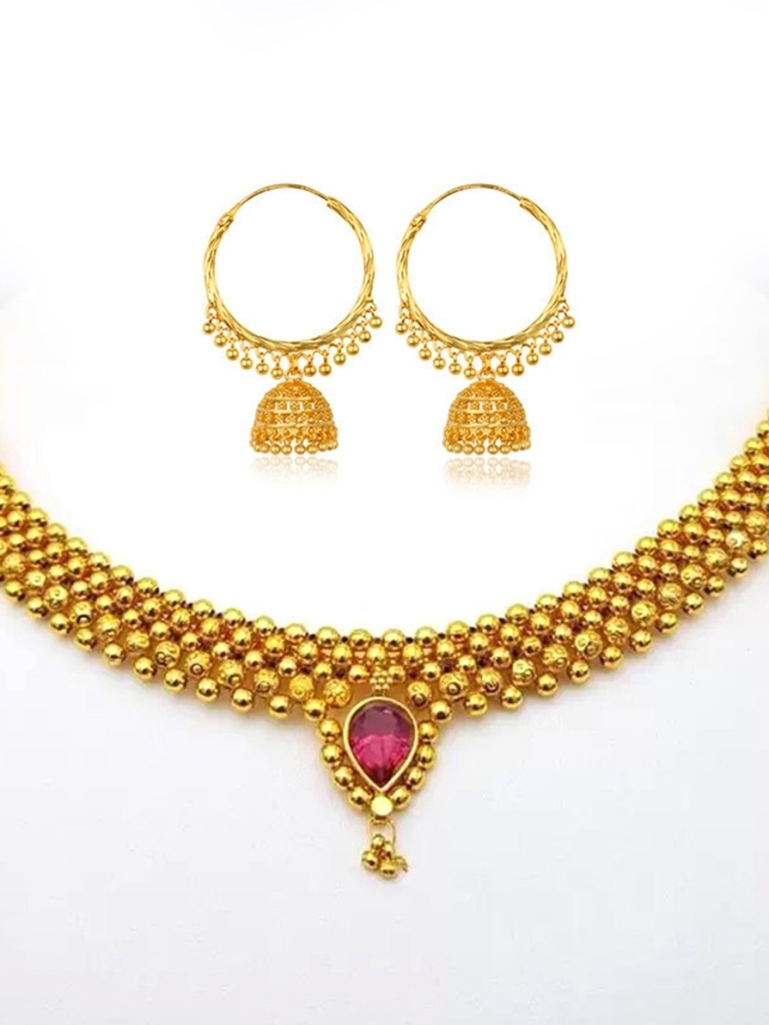 

Lila Gold-Plated Cubic Zirconia-Studded Jewellery Set