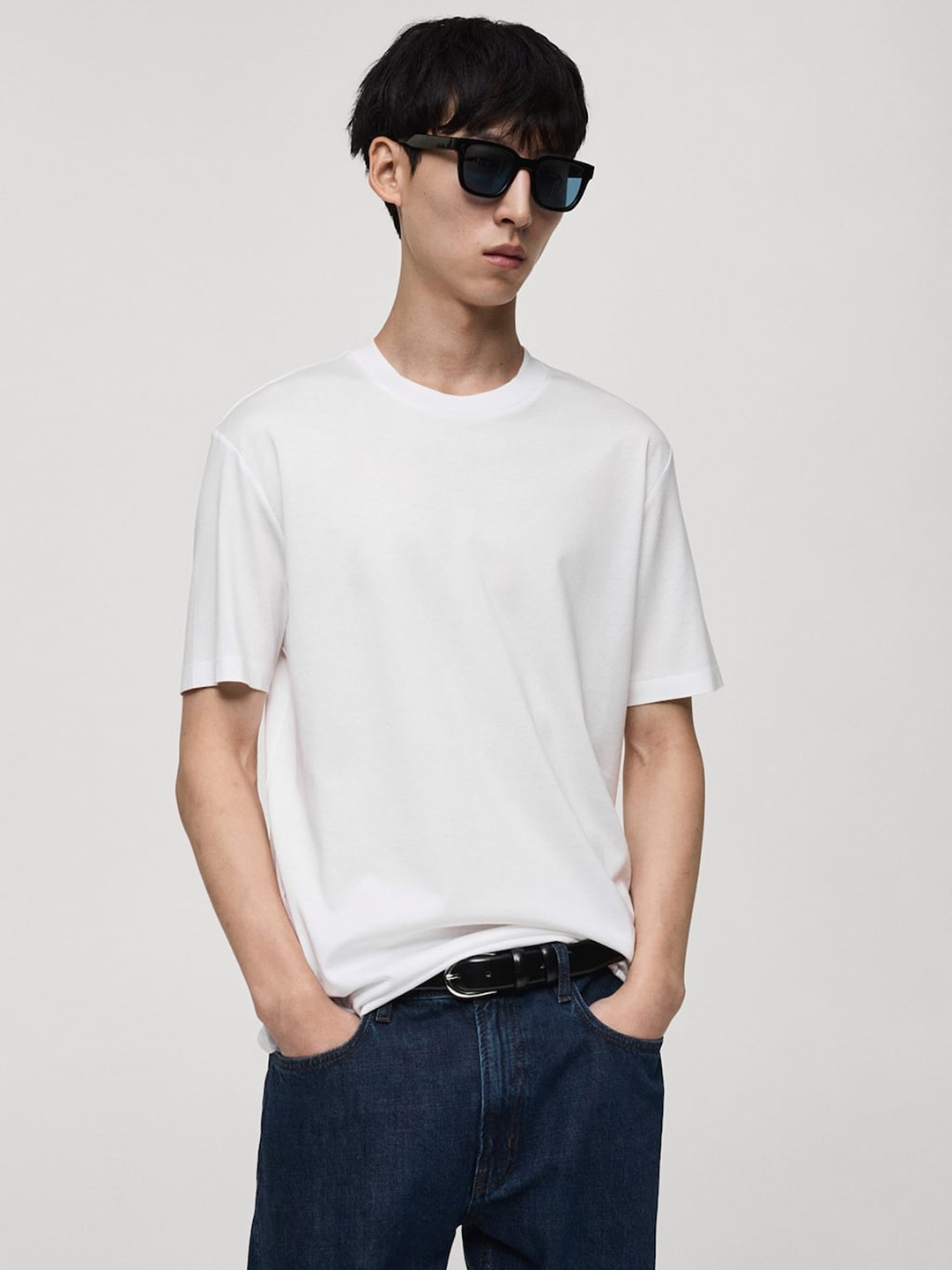 

MANGO MAN Pure Cotton T-shirt, White