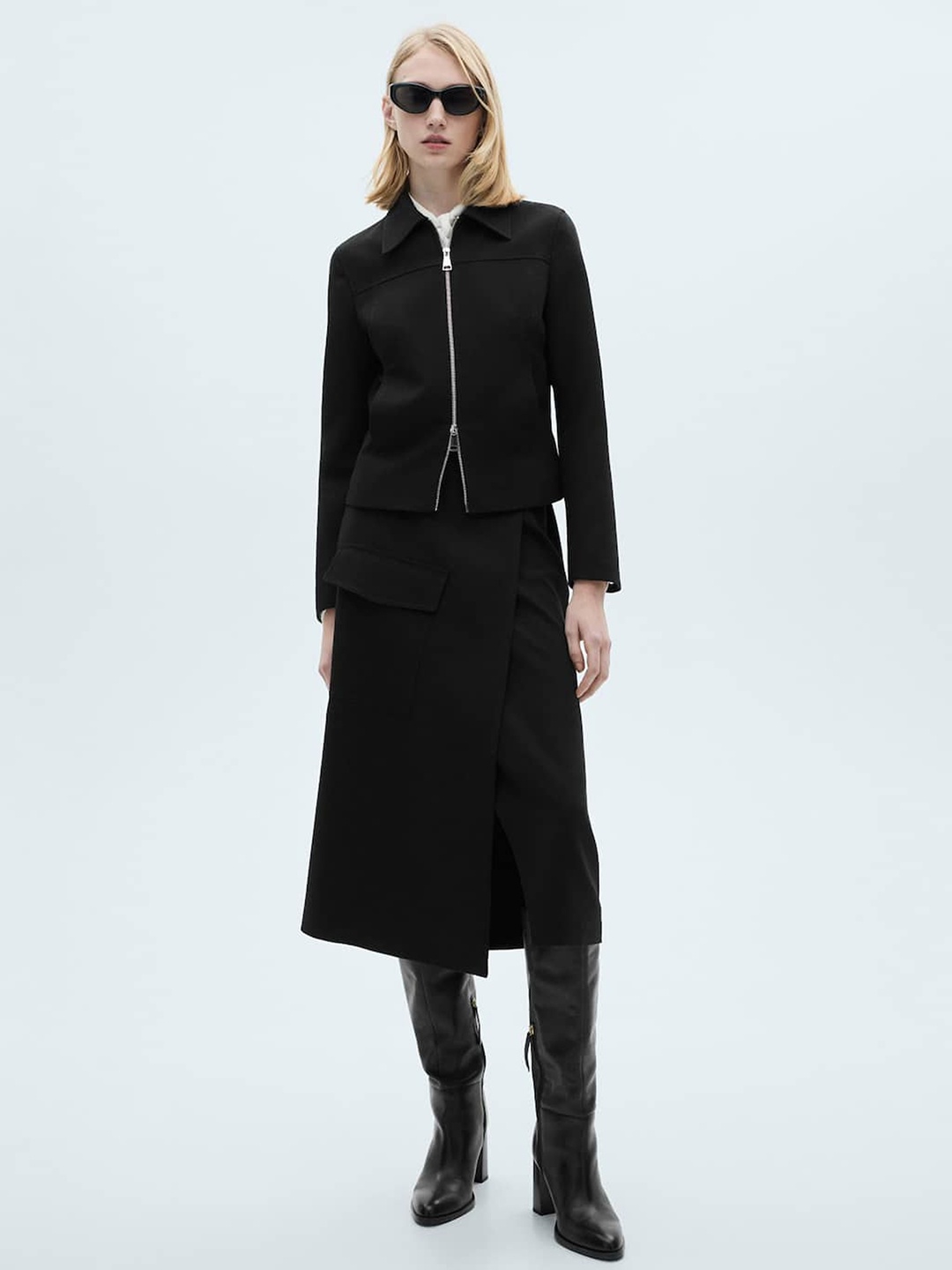 

MANGO Women Buckle Detail Midi Skirt, Black