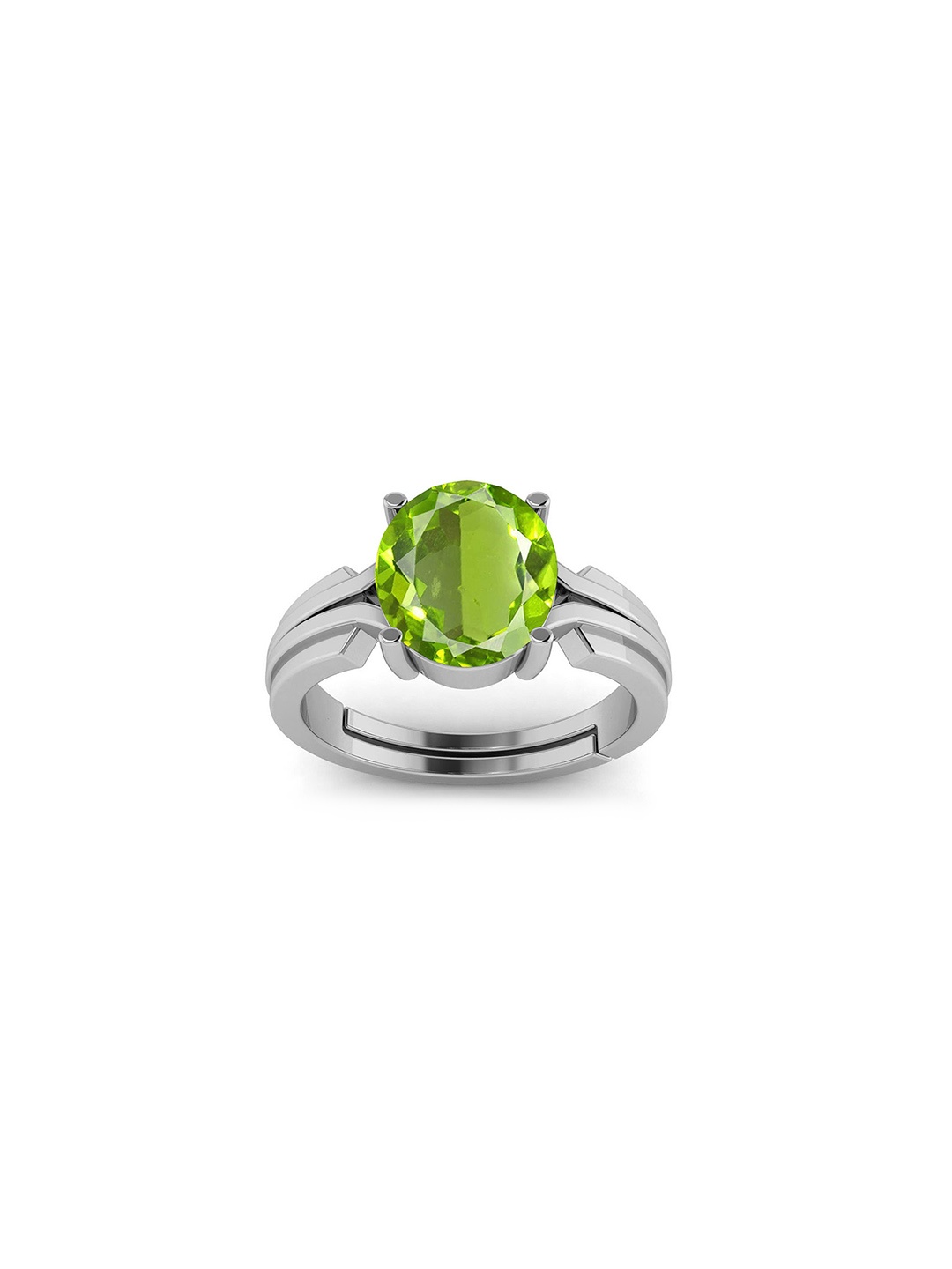 

LMDPRAJAPATIS Unisex 5.25 Ratti / 4.25 Carat Peridot Gemstone Silver Adjustable Ring For Women's, Green