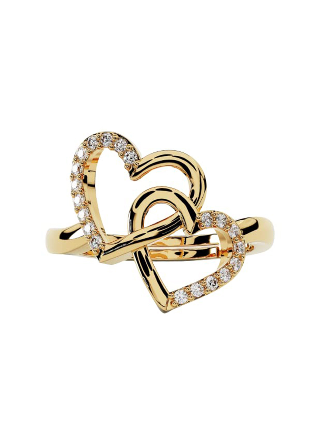 

LMDPRAJAPATIS Unisex Double Heart Shape Cubic Zirconia Gold Finger Ring Birthday Gift for s and Women