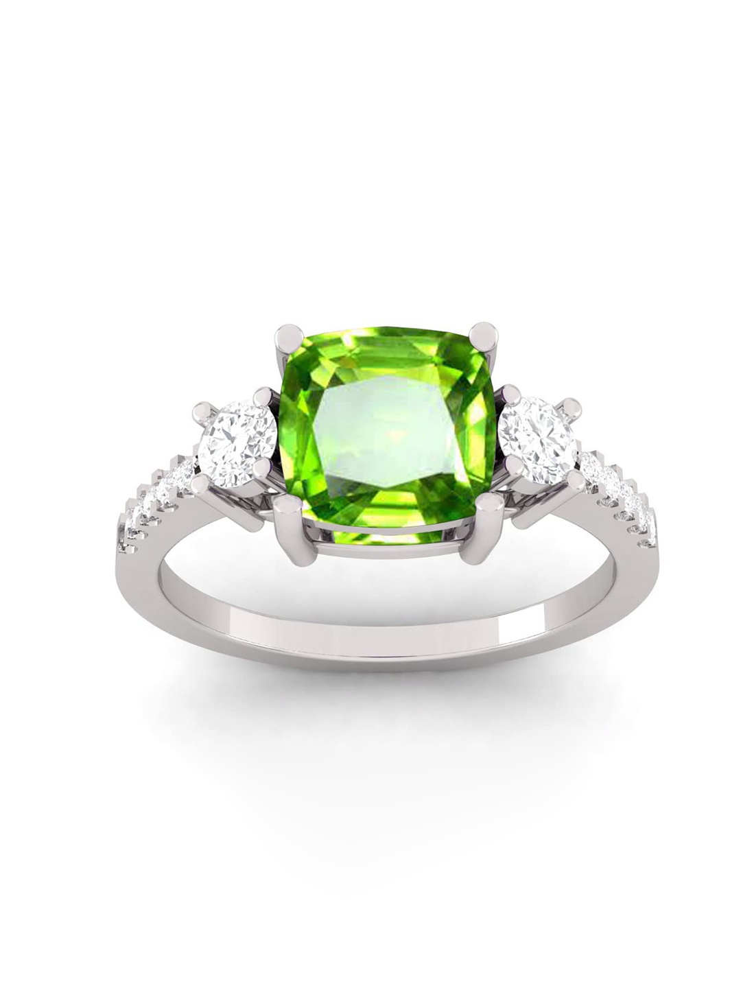 

LMDPRAJAPATIS Unisex 3.25 Ratti 2.50 Carat Natural Peridot Cubic Zirconia Adjustable Silver Ring For and women, Green