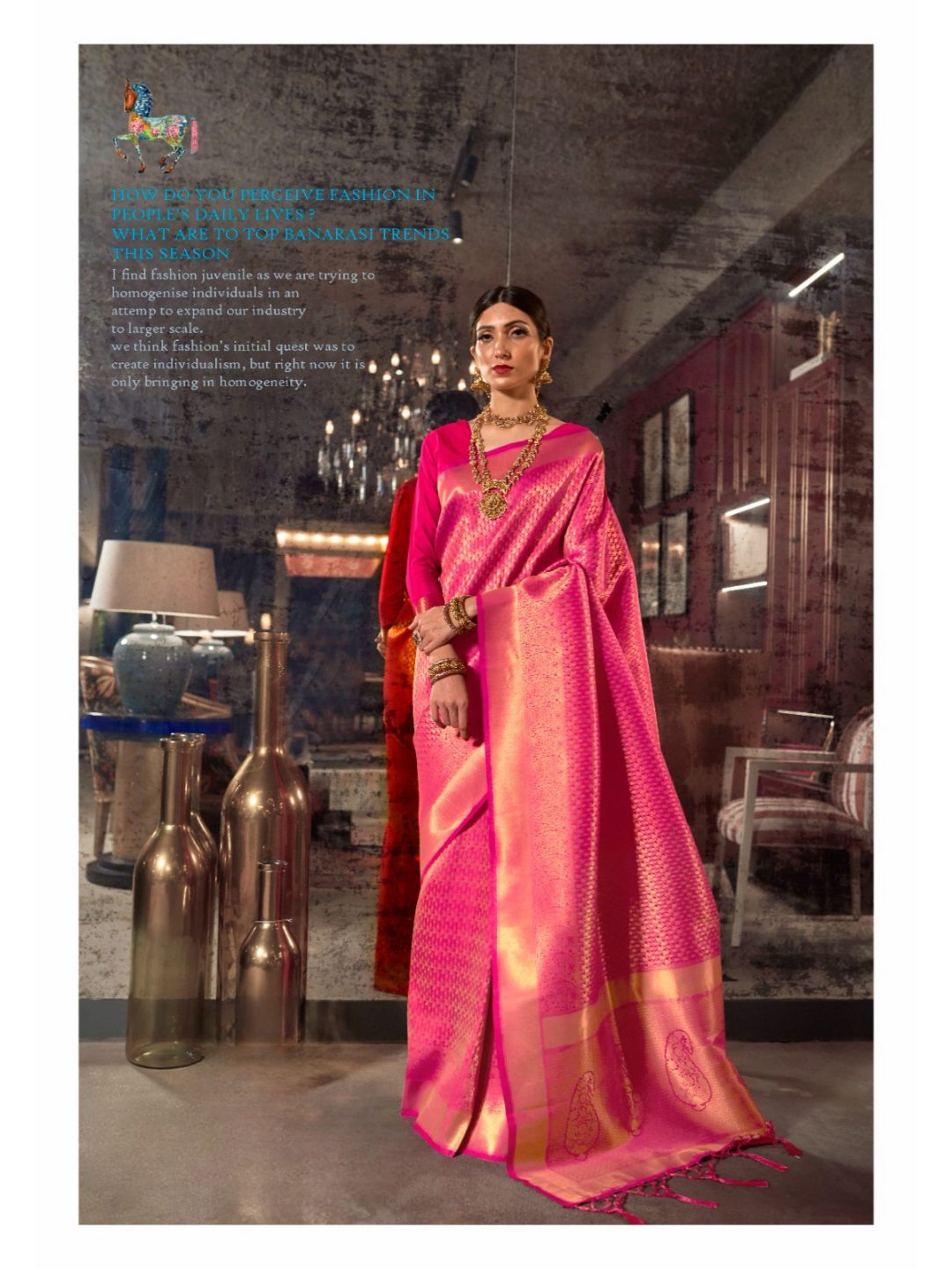 

Rujave Woven Design Zari Kanjeevaram Saree, Pink