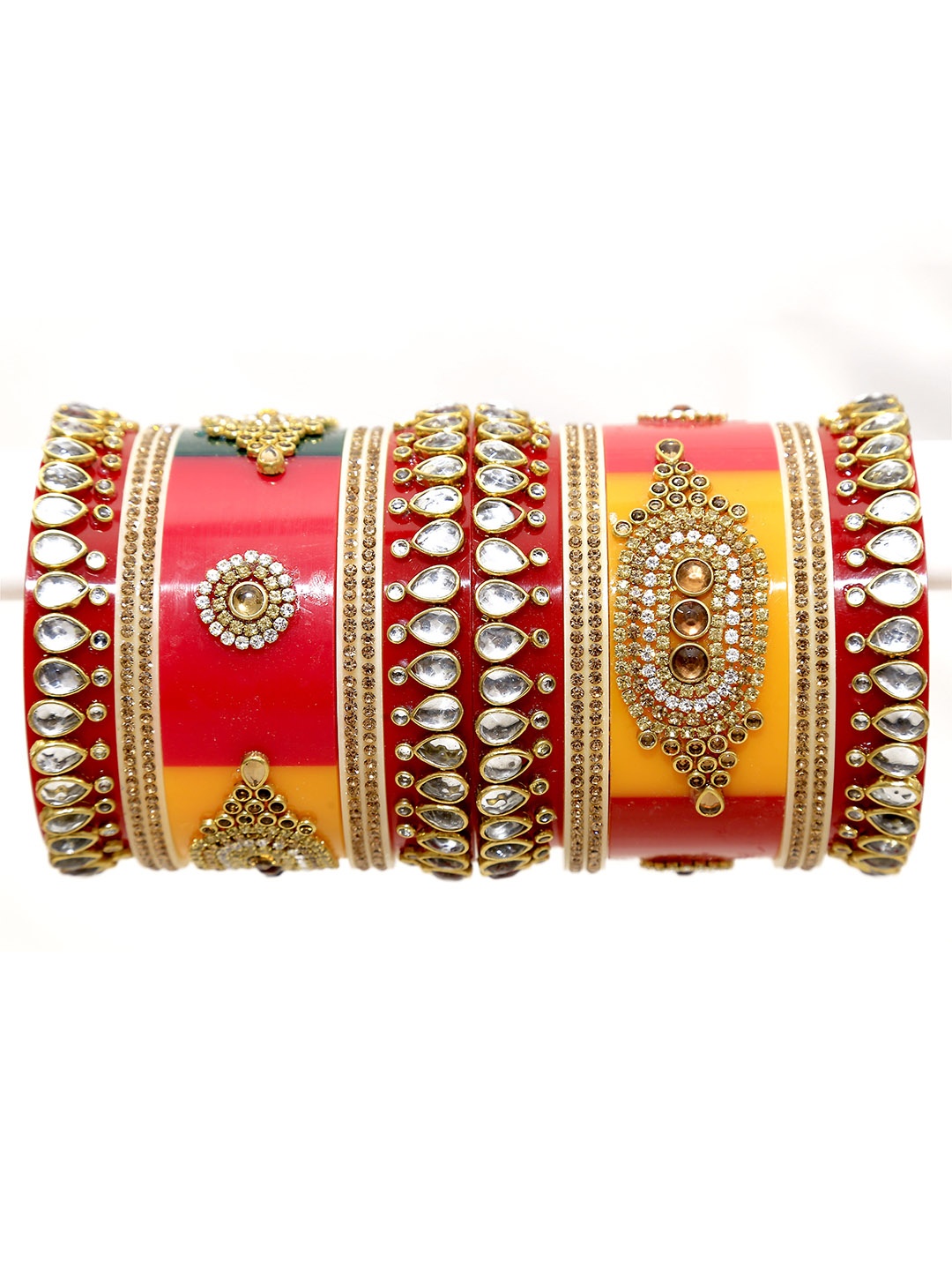 

Align Pack Of 2 Gold-Plated AD-Studded & Beaded Chuda Bangles