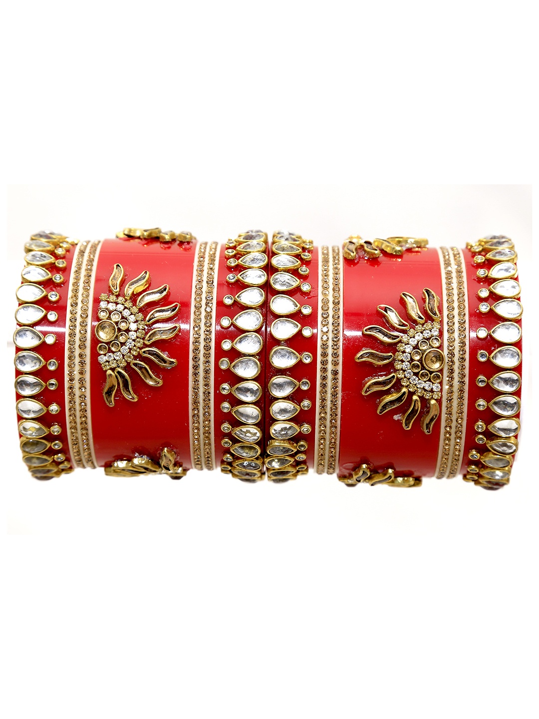 

Align Set Of 2 Gold-Plated American Diamond Stone Studded Chuda Bangles