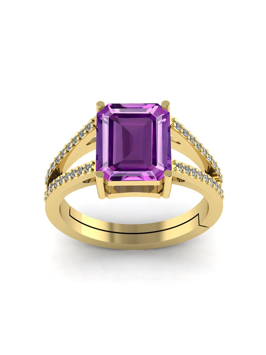 

LMDPRAJAPATIS Unisex 7.25 Ratti 6.50 Carat Natural Amethyst Katela Gold Ring For And Women's, Purple