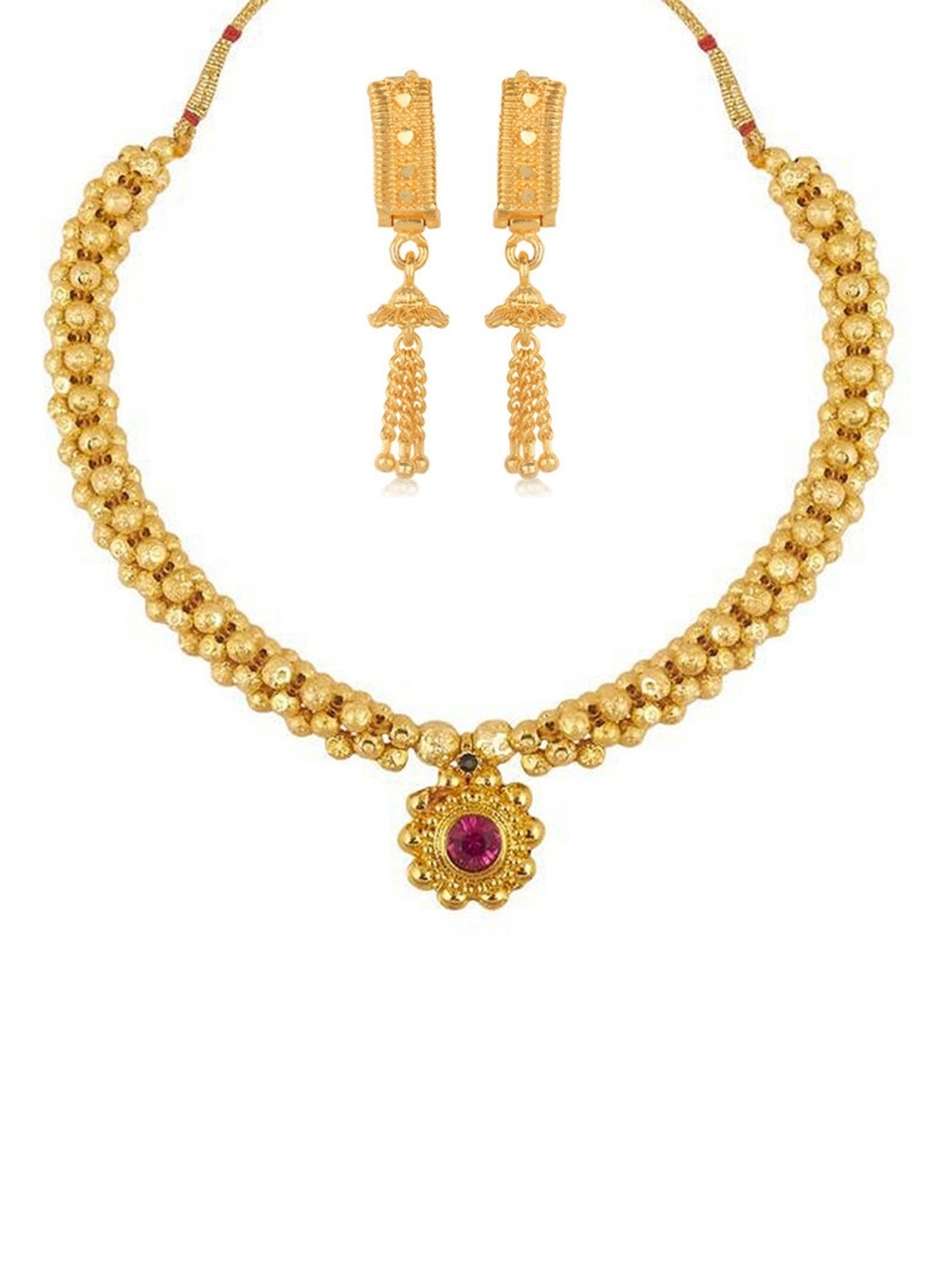 

Lila Gold-Plated Stone-Studded Jewellery Set