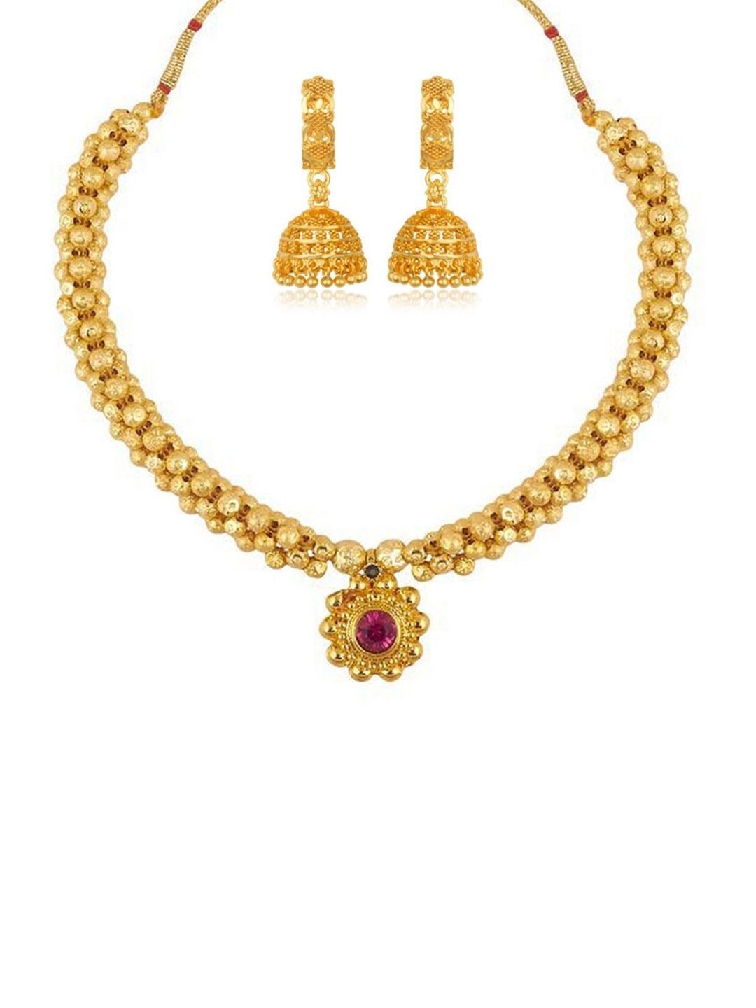 

Lila Gold-Plated Crystals-Studded Jewellery Set