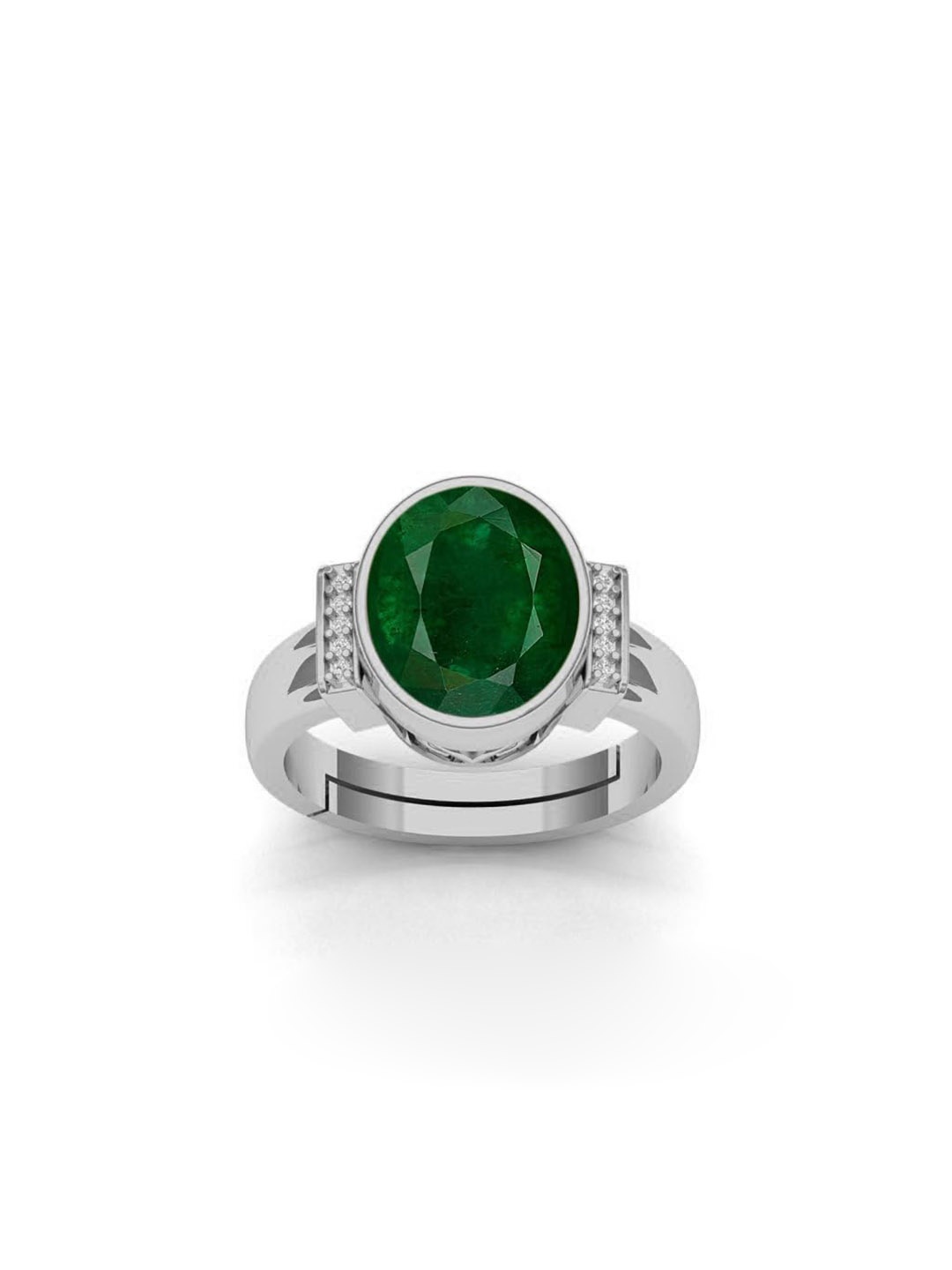 

LMDPRAJAPATIS Unisex 3.25 Ratti 2.50 Carat Emerald Birthstone Silver Adjustable Ring For Men And Women, Green