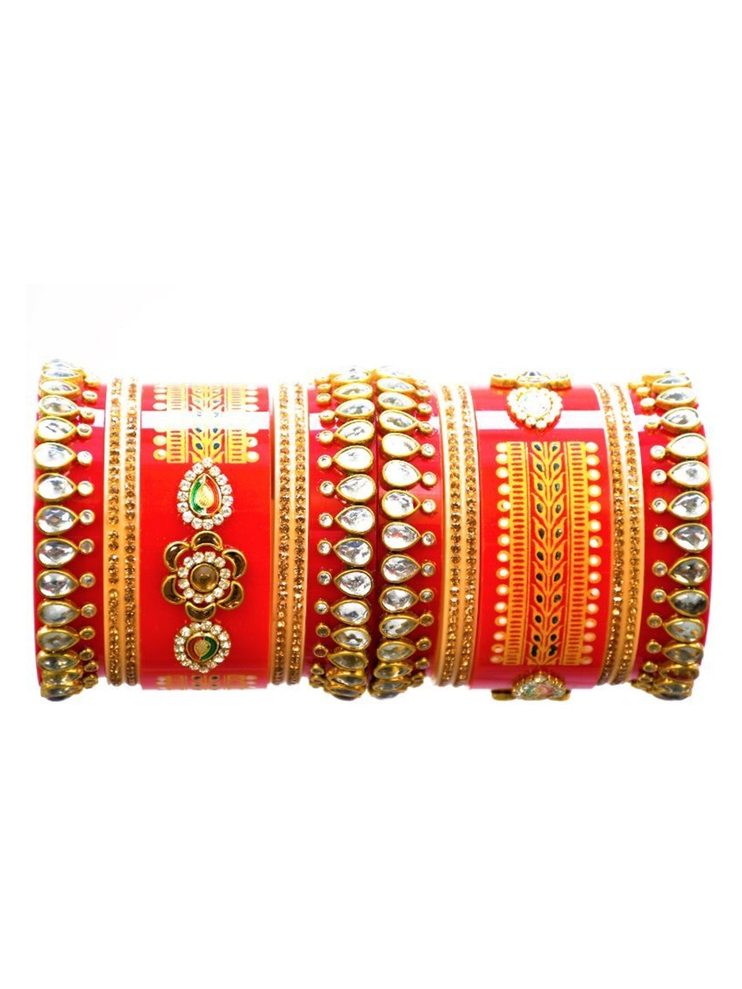 

Align Set Of 2 Gold-Plated AD Studded & Beaded Chuda Bangles