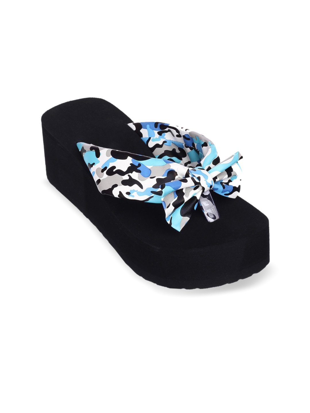 

ROSVI Women Printed High-Top Platform Sandals, Blue