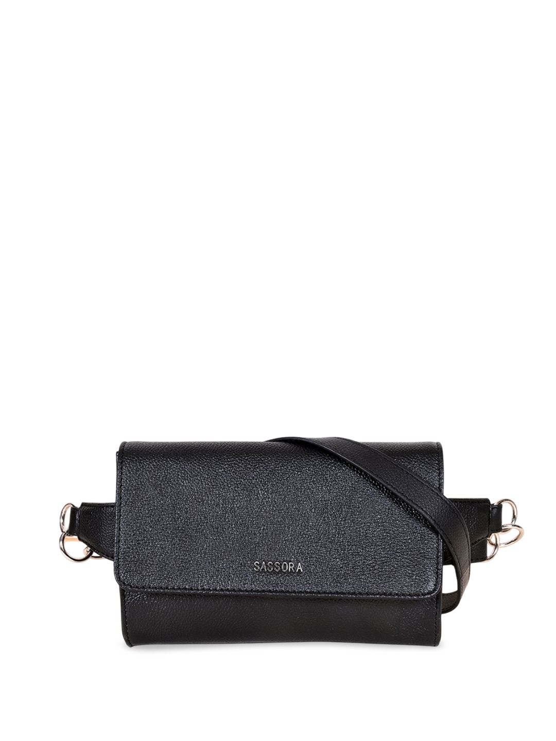 

Sassora Women Textured Waist Pouch, Black