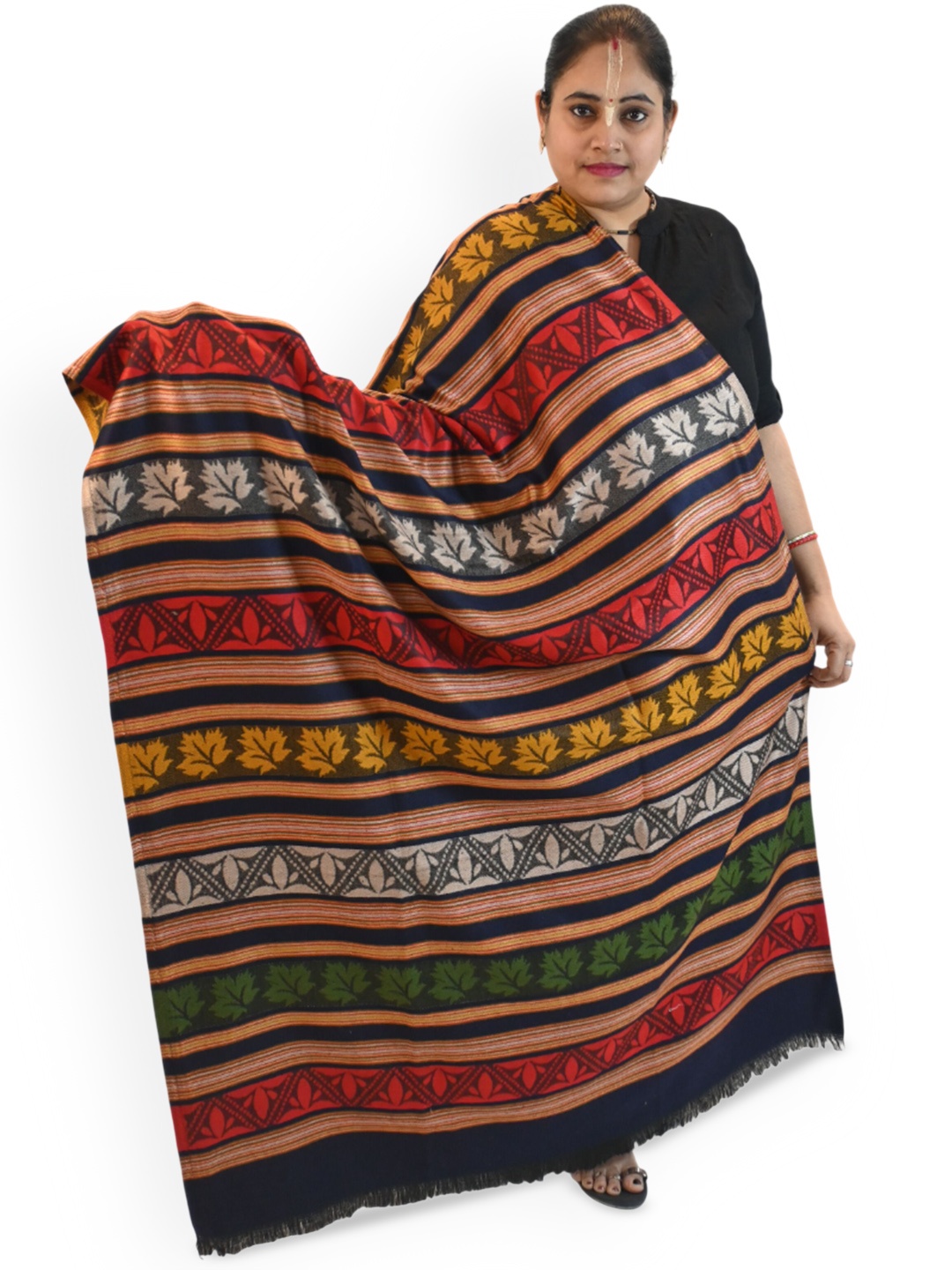 

Vrinde Women Ethnic Motifs Woven Design Shawl, Red