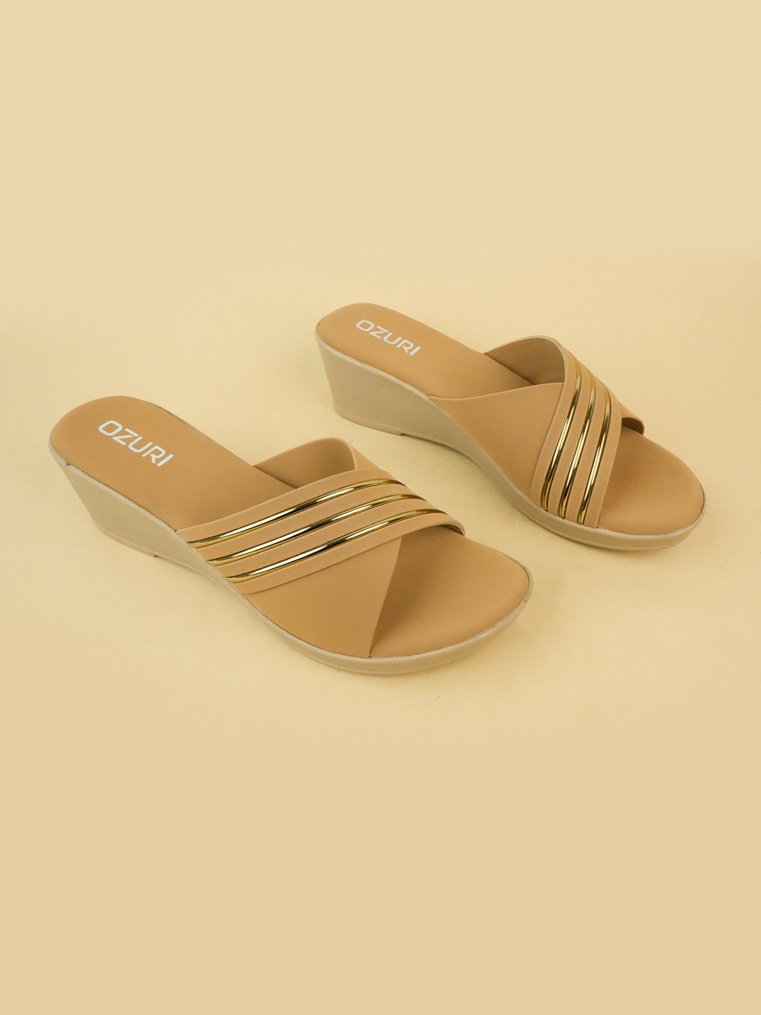 

Ozuri Embellished Wedge Sandals, Beige