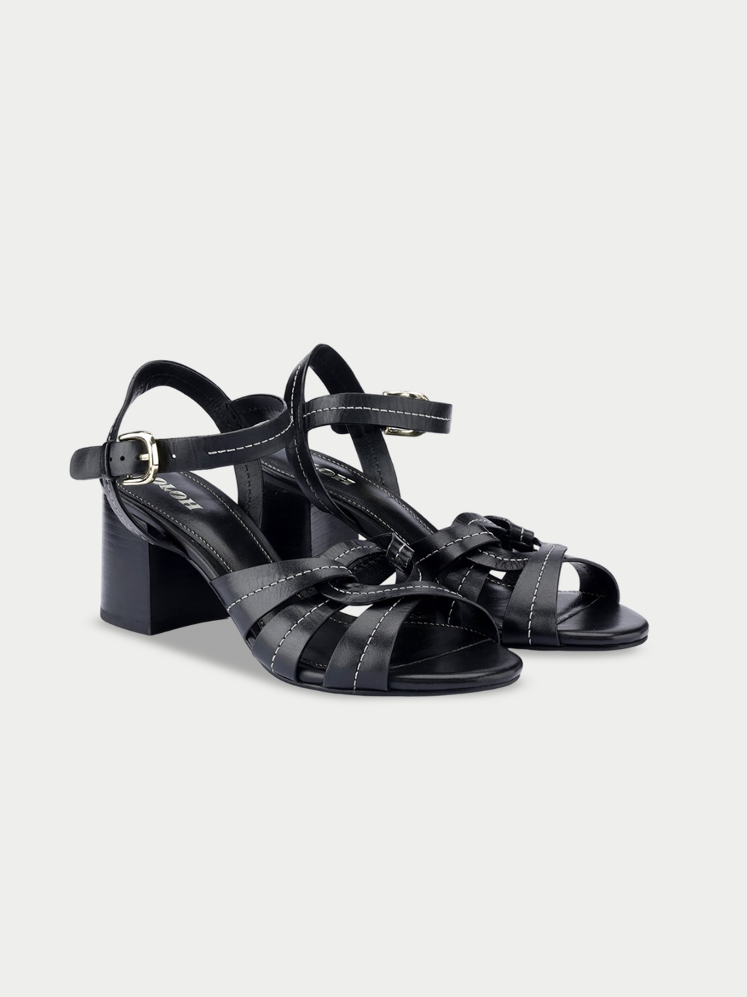 

Oroh Leather Block Heel Sandals, Black