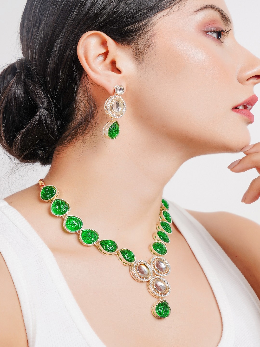 

Divisha 18KT Gold Plated CZ Stone Studded Jewellery Set