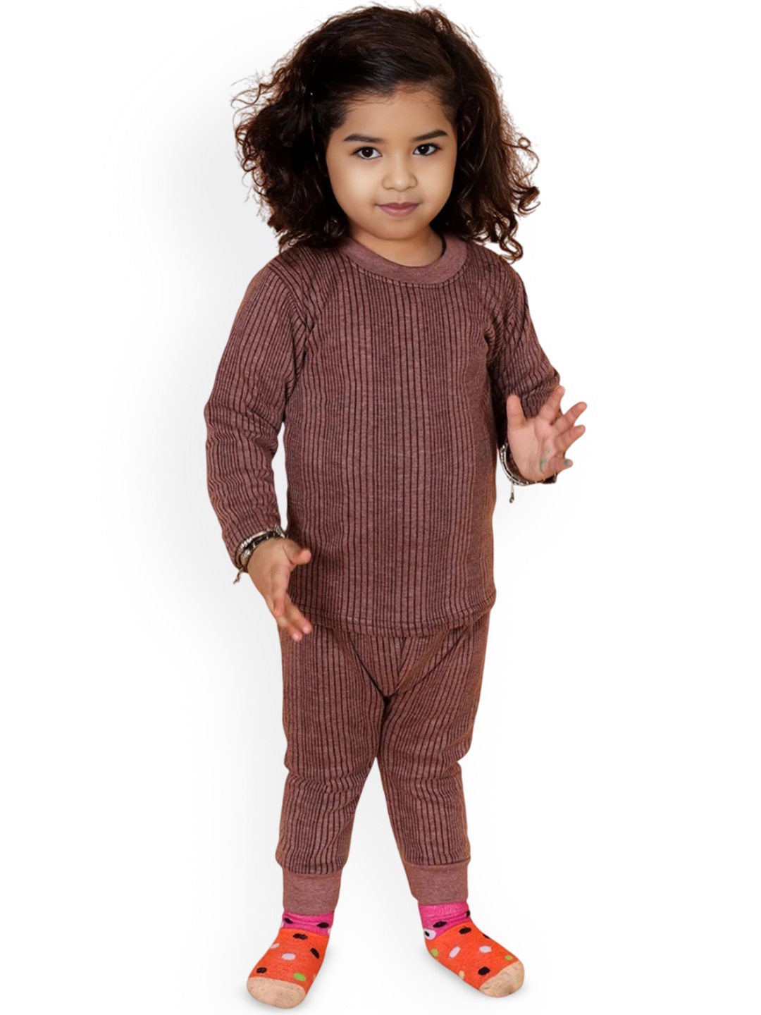 

Tik Tok WEARS Infant Boys Striped Round Neck Thermal set, Brown
