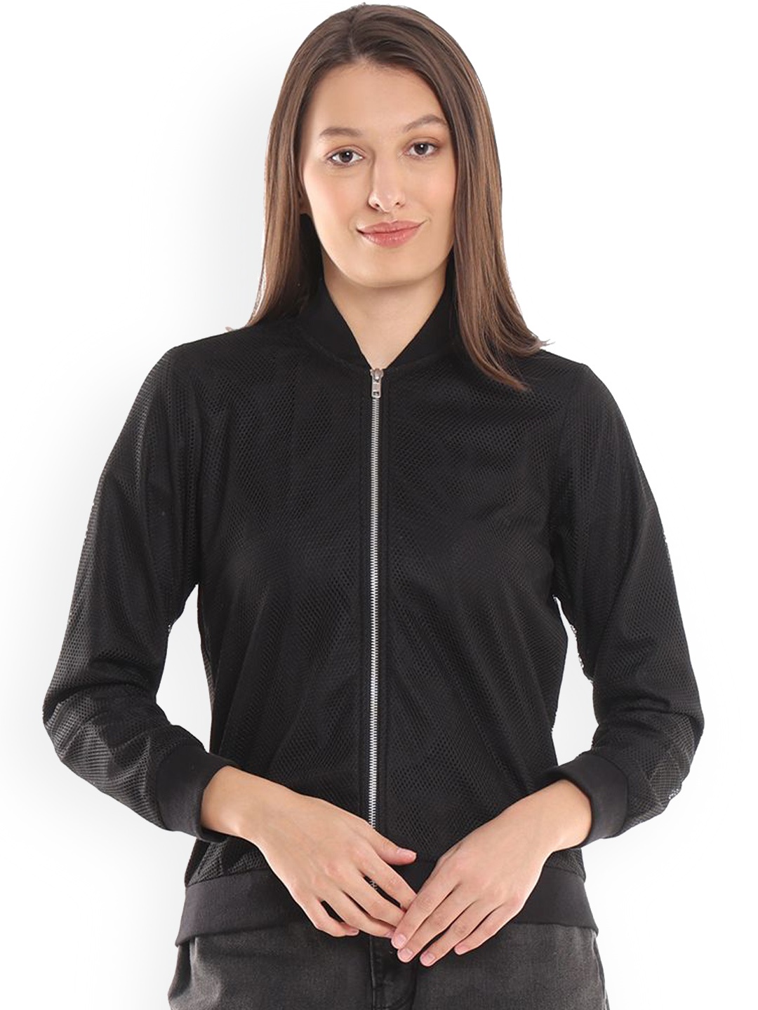 

Gazillion Women Polyester Lightweight Bomber Jacket, Black