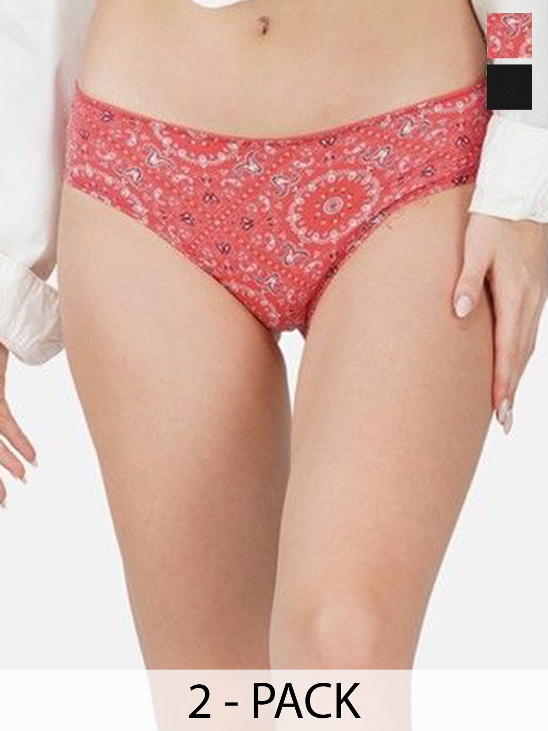 

Carlton London Women Pack Of 2 Printed Antimicrobial Hipster Briefs, Pink