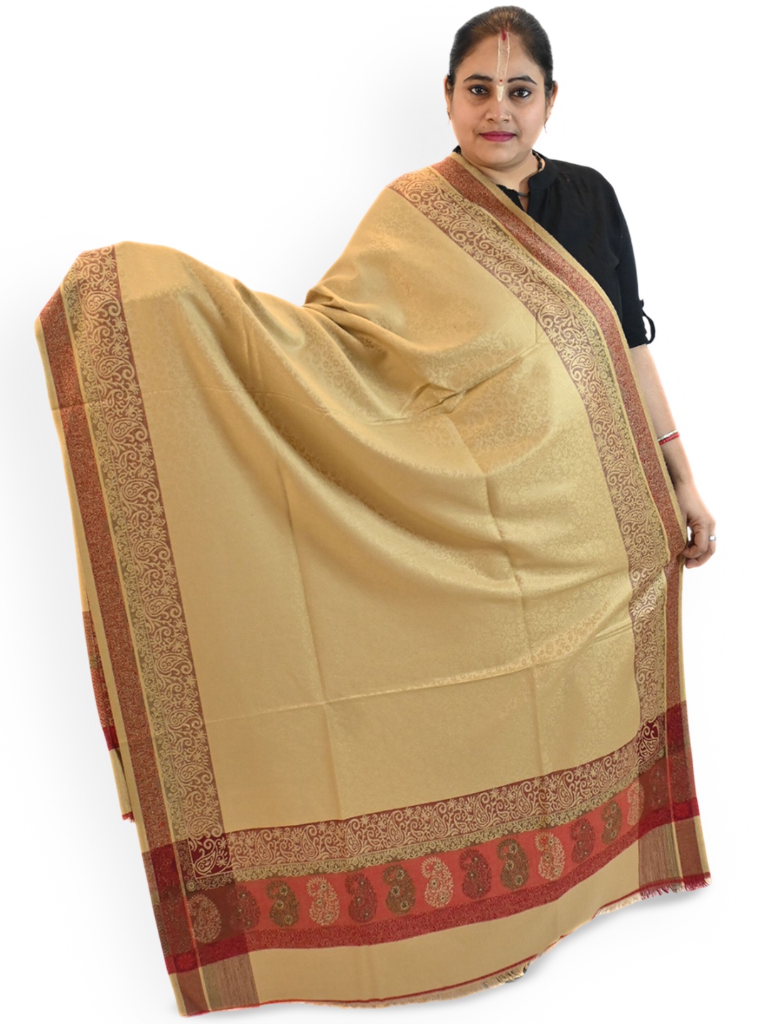 

Vrinde Women Ethnic Motifs Shawl, Beige