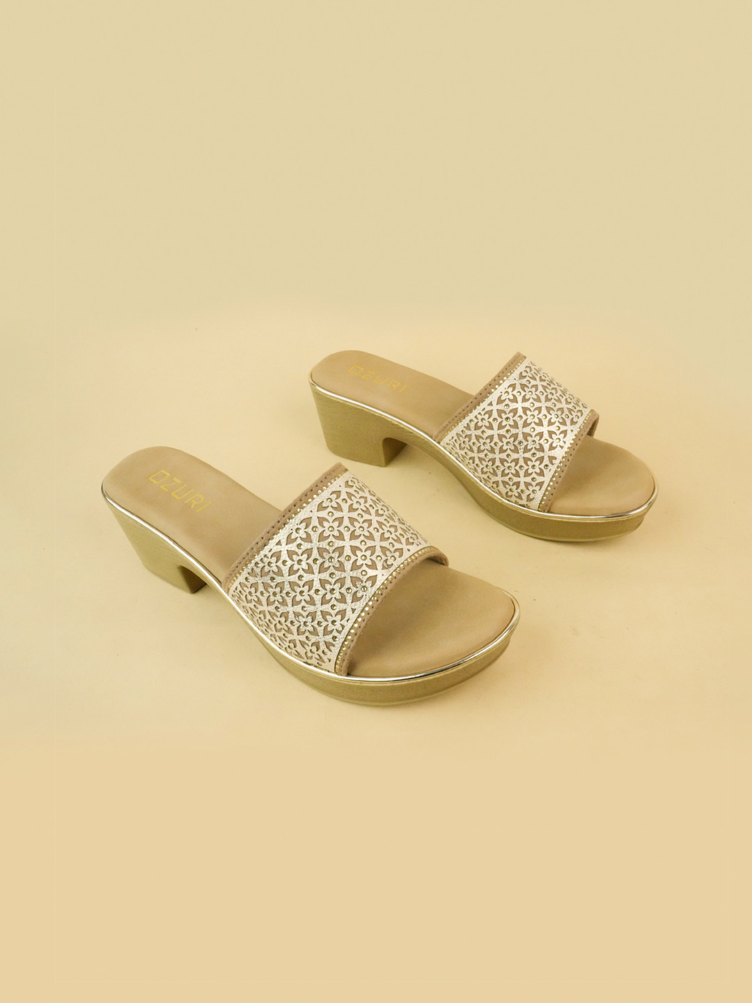 

Ozuri Party Block Sandals, Beige