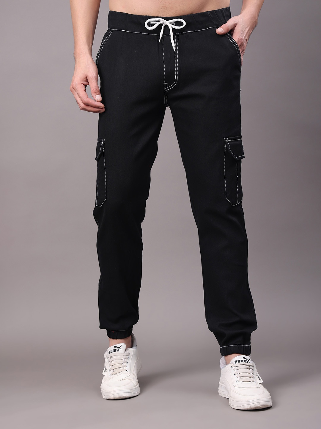 

ZAYSH Men Cotton Regular Fit Stretchable Jeans, Black