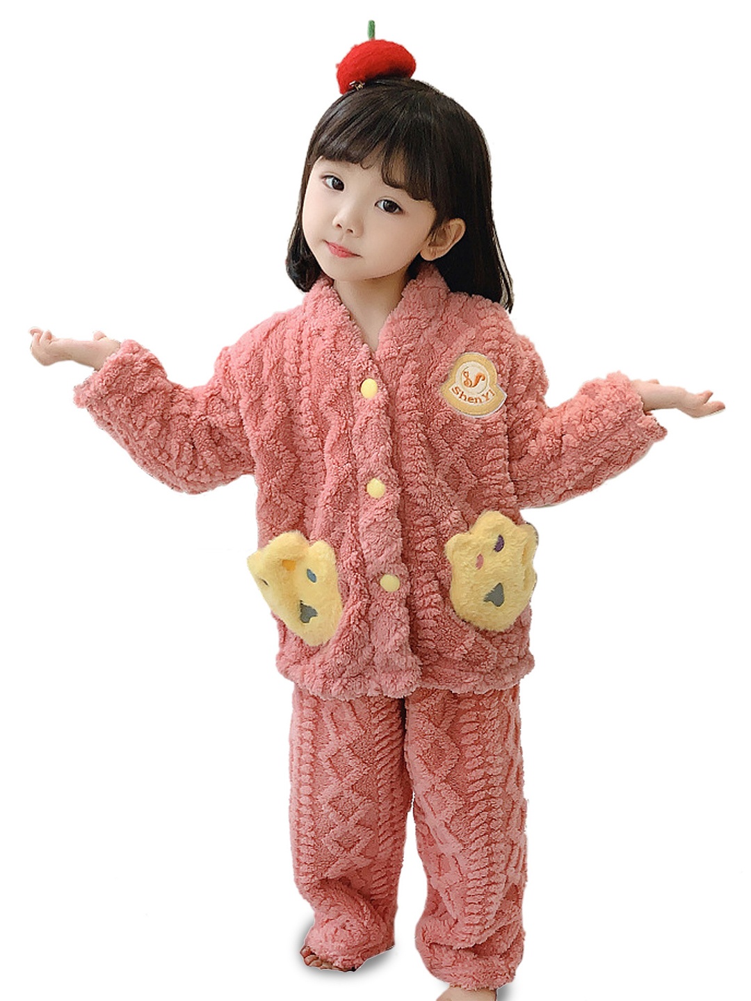 

Babymoon Kids Night suit With Scarf, Red
