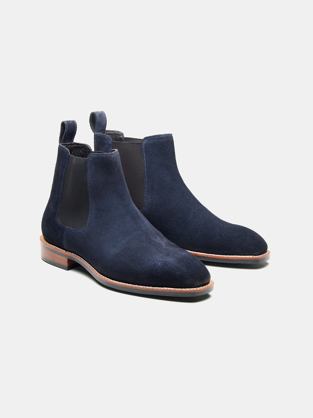 

KOZASKO Men Leather Chelsea Boots, Navy blue
